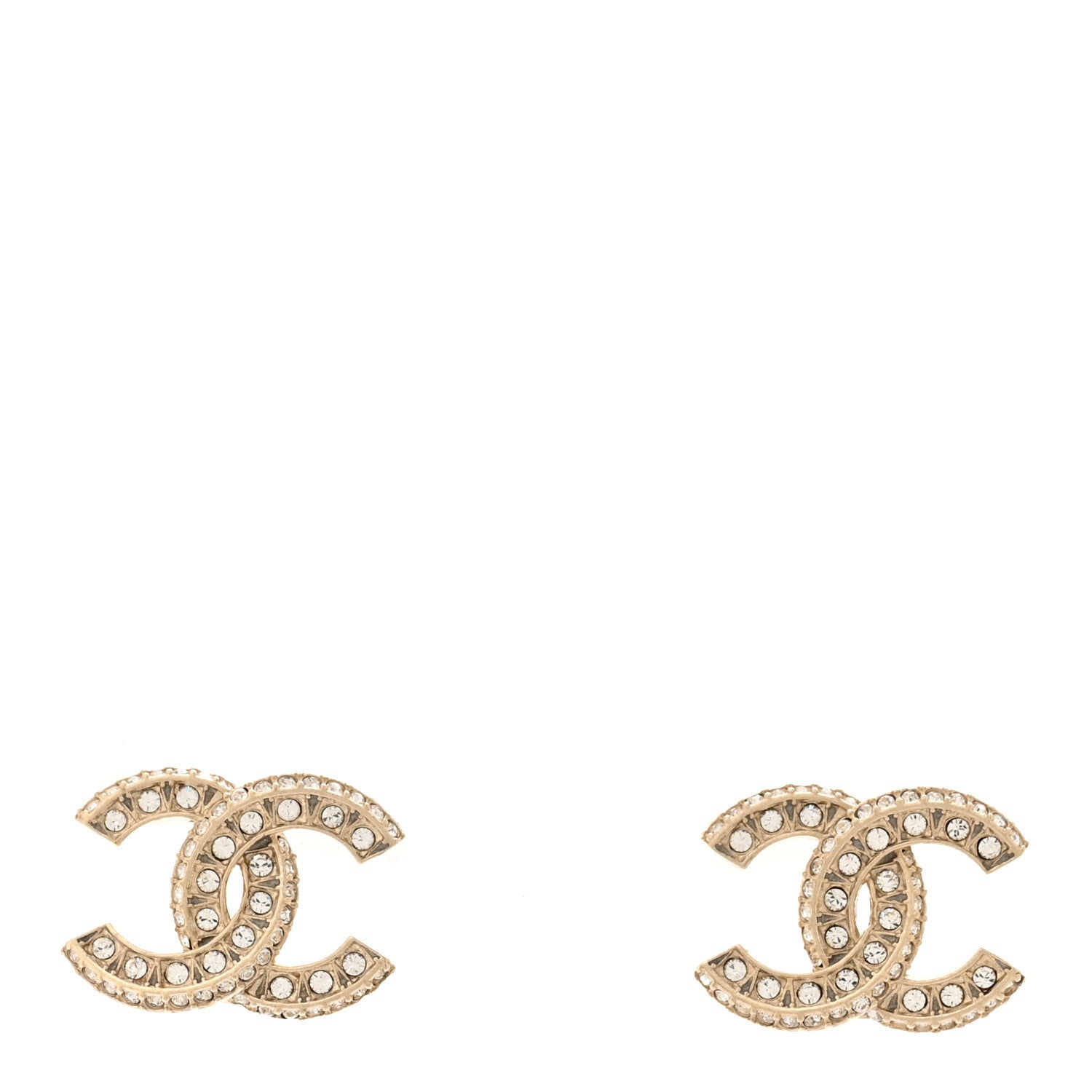 Chanel Crystal CC Earrings Gold 1 of 5