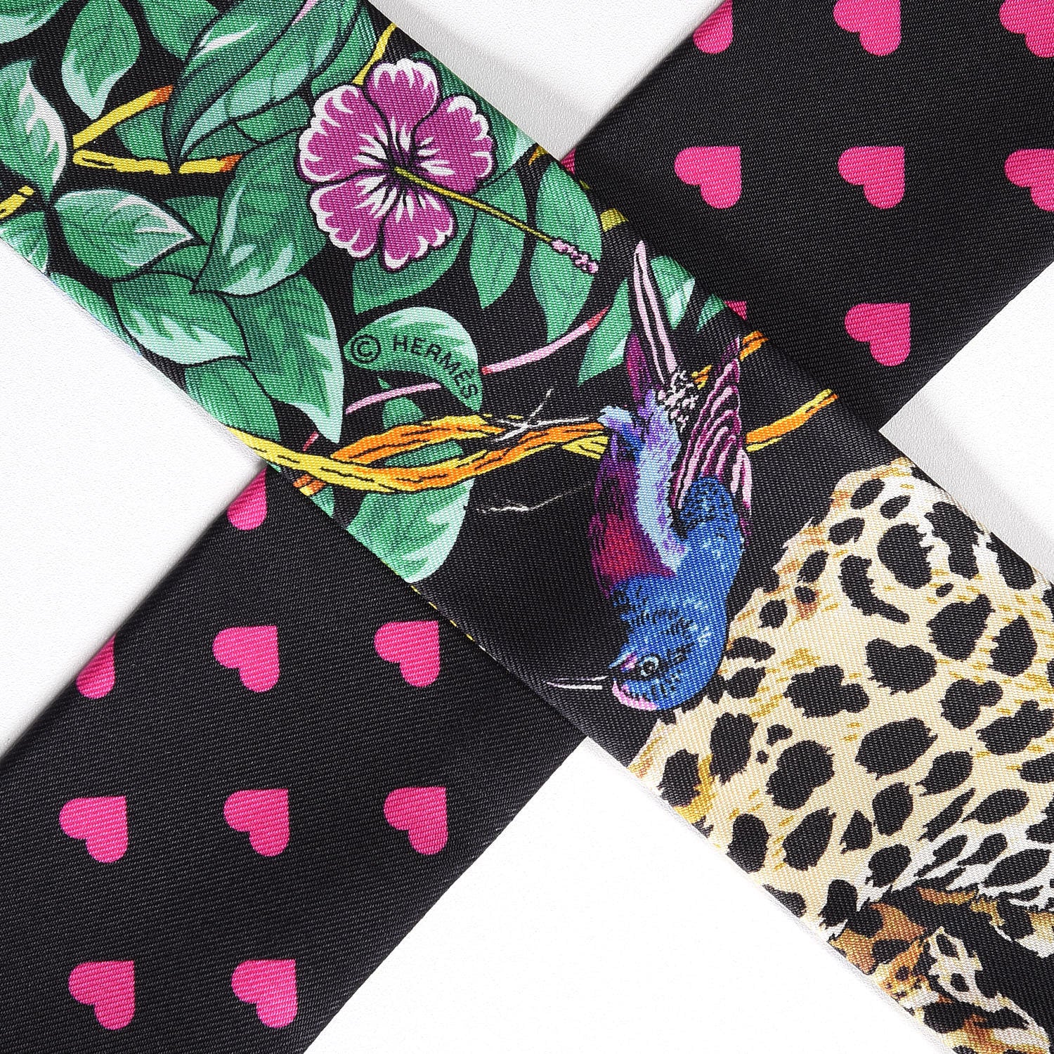 Hermes Silk Jungle Love Love Twilly Black Vert Rose Vif 4 of 4