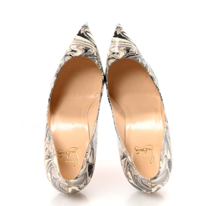 Christian Louboutin Patent Marble Swirl Pigalle Follies 100 Pumps 40 White 2 of 8