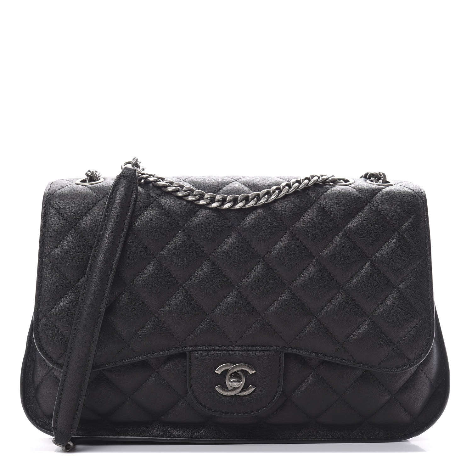 Chanel Lambskin Quilted Large Natural CC Flap Black 1 of 10