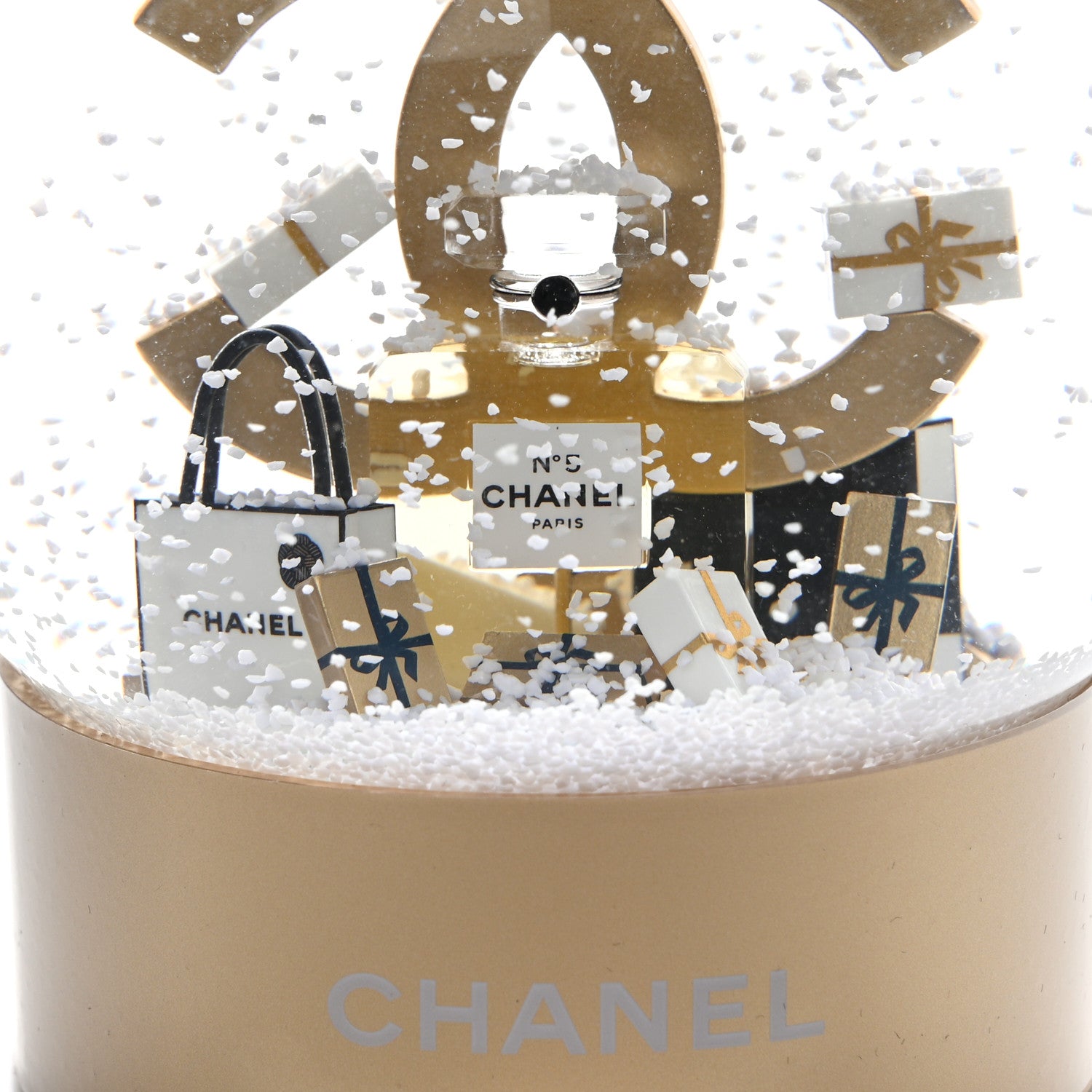 Chanel Glass CC Shopping Bag Snow Globe Gold 5 of 8