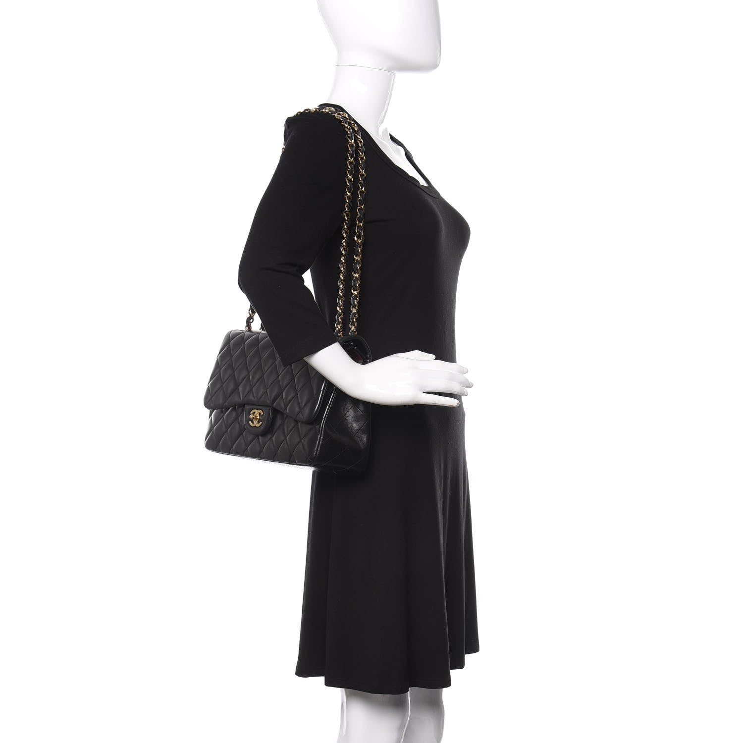 Chanel Lambskin Quilted Jumbo Double Flap Black 3 of 17