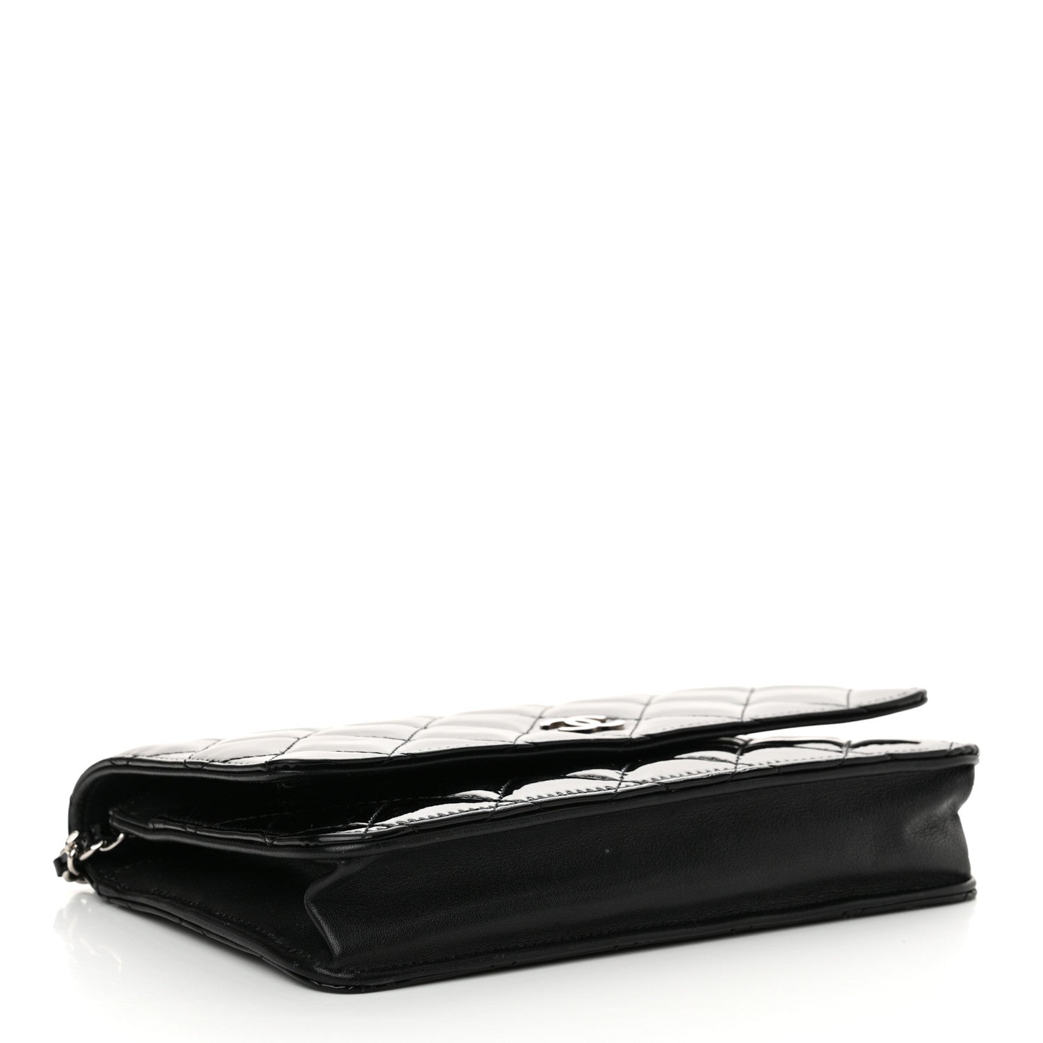 Chanel Patent Quilted Wallet On Chain WOC Black 4 of 12