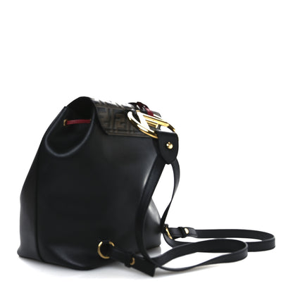 Fendi Vitello Cruise Bi-Color FF 1974 Embossed F is Fendi Drawstring Backpack Black Fragola Maya 3 of 10
