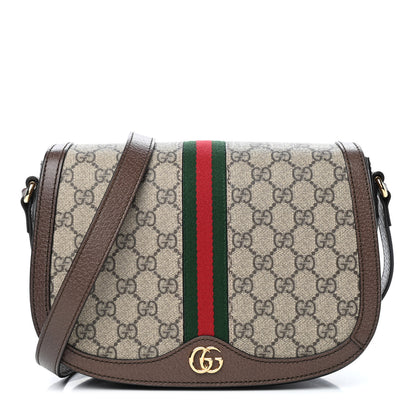 Gucci GG Supreme Monogram Web Small Ophidia Flap Messenger Bag Brown 1 of 4