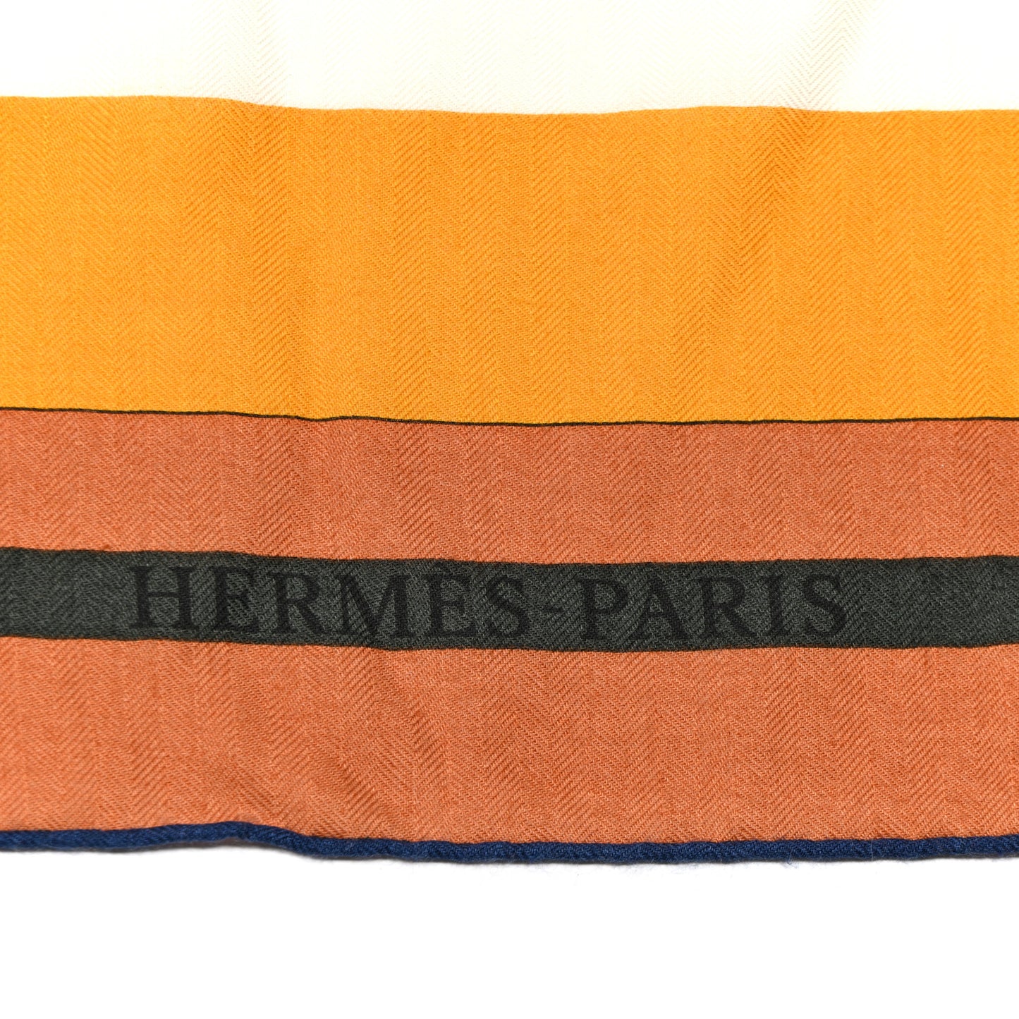 Cashmere Silk Voitures en Equilibre Shawl 140 Terracotta Mangue Vert Amande