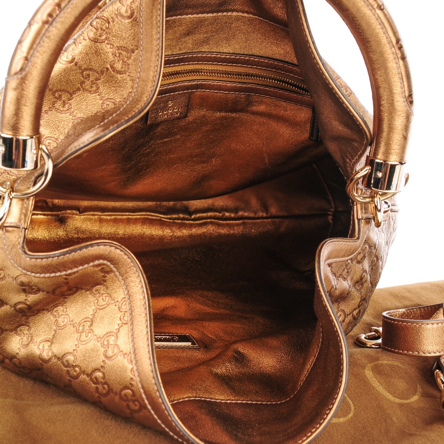 Metallic Guccissima Large Indy Top Handle Hobo Gold