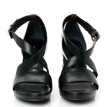 Louis Vuitton Calfskin Monogram Damier Tressage Matchmake Cross Sandals 38 3 of 9