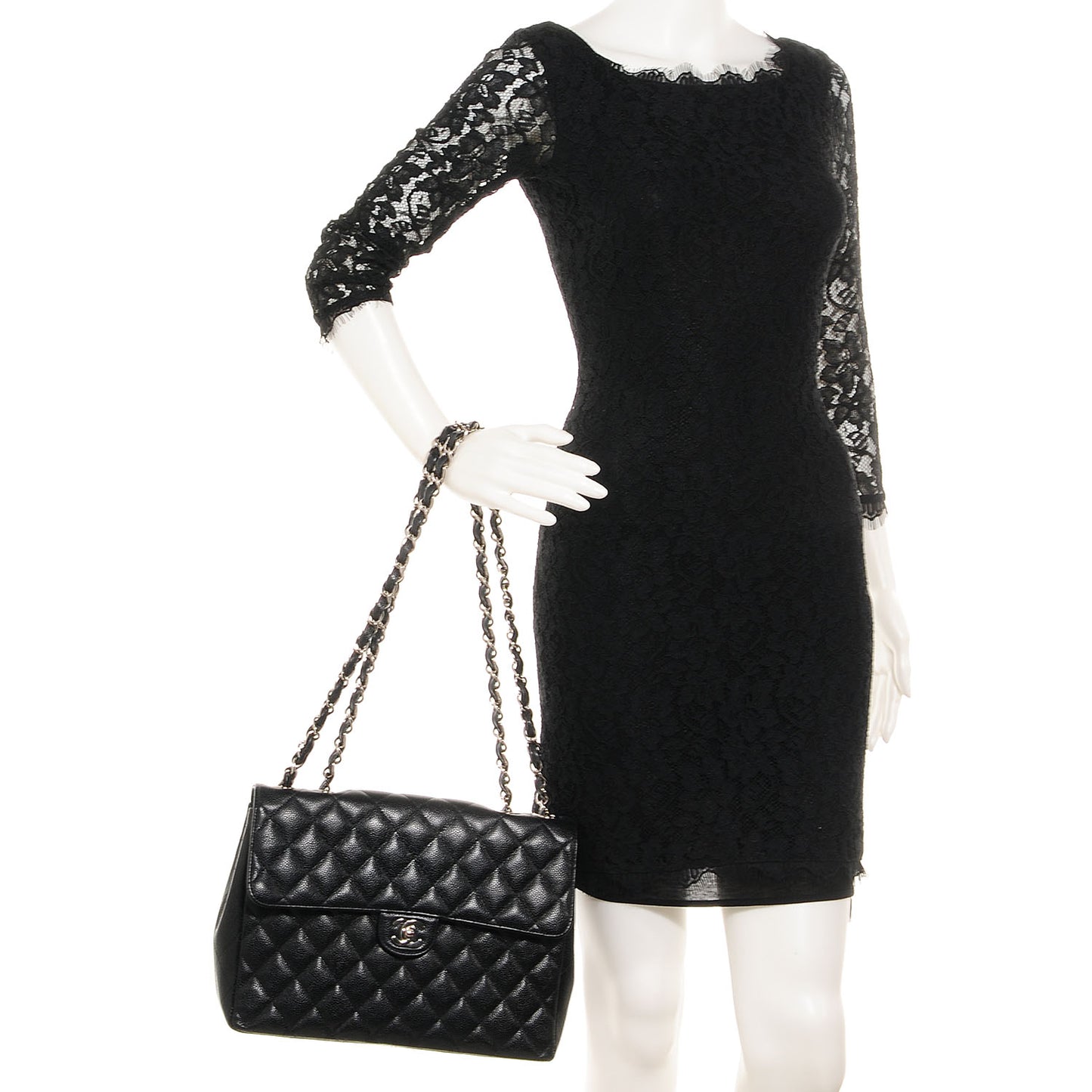 Caviar Jumbo Single Flap Black
