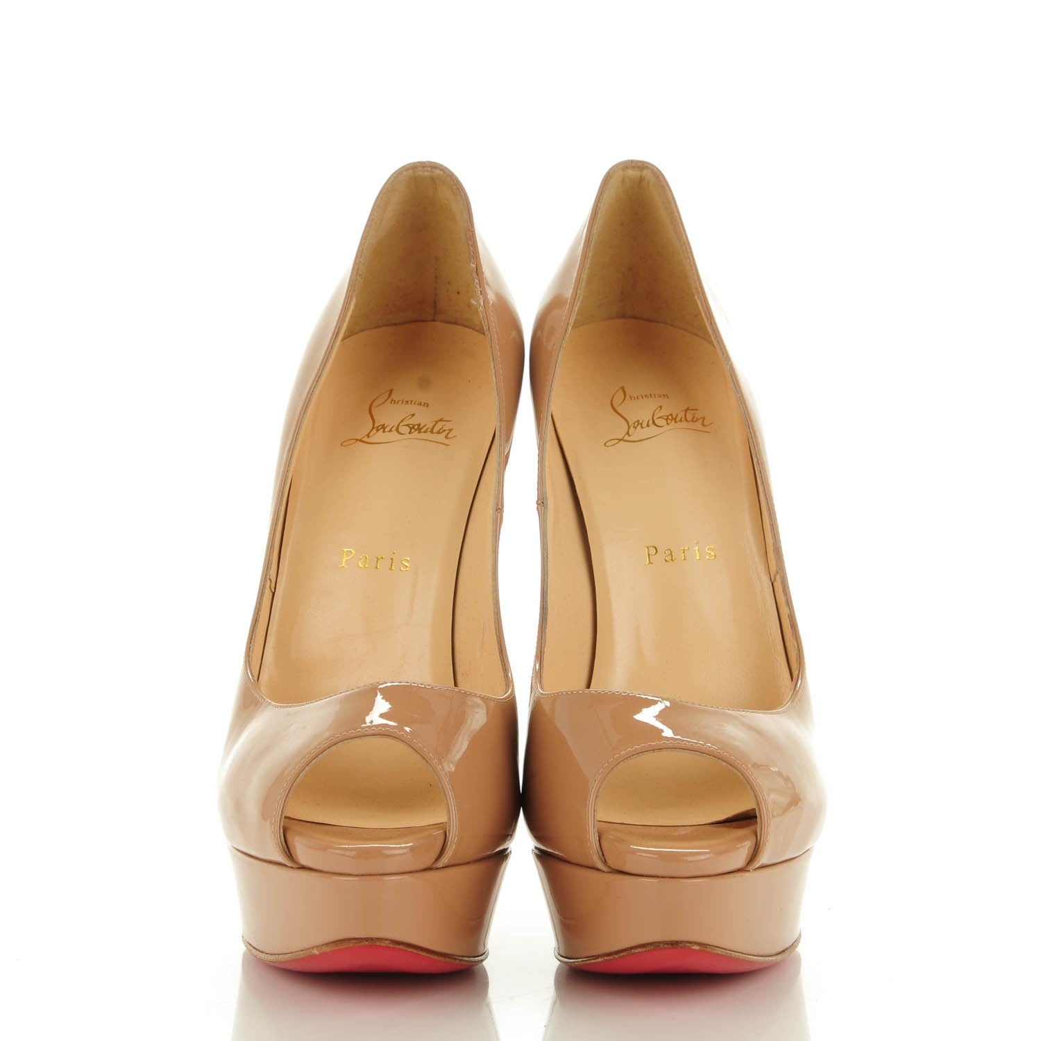 Christian Louboutin Patent Lady Peep 150 Pumps 40 Nude 2 of 9