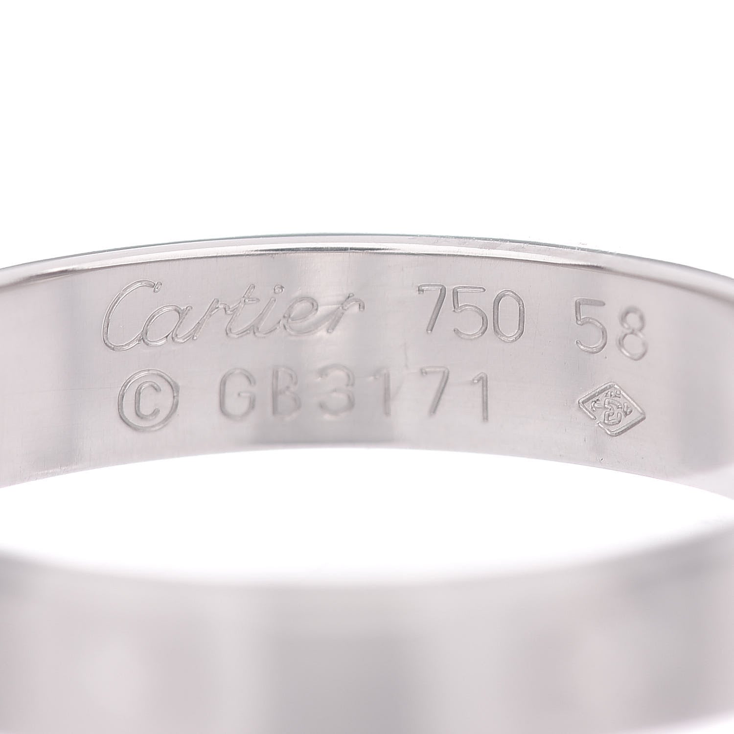 Cartier 18K White Gold 3.5mm LOVE Wedding Band Ring 58 8.5 4 of 4