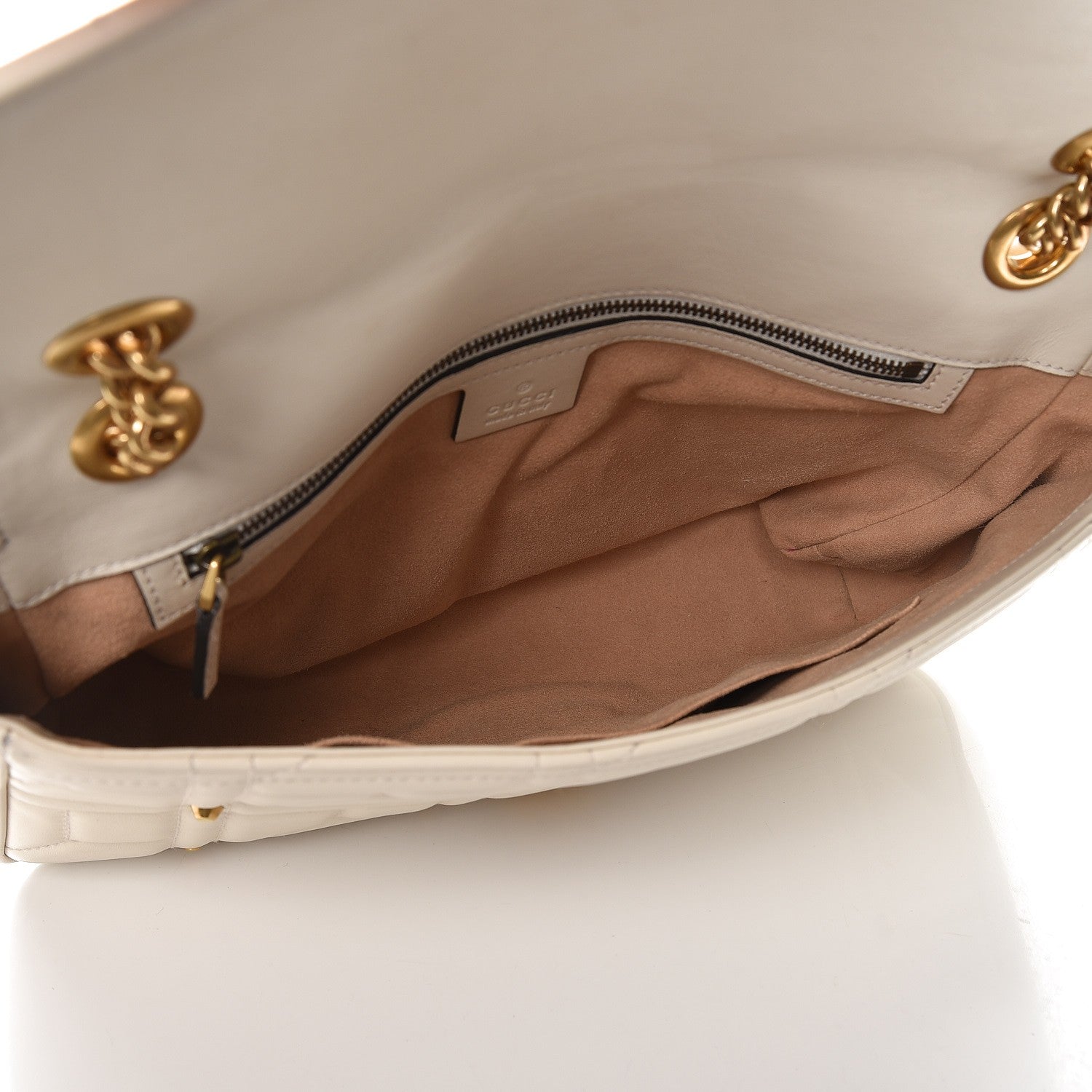 Gucci Calfskin Matelasse Studded Medium GG Marmont Shoulder Bag White 6 of 13