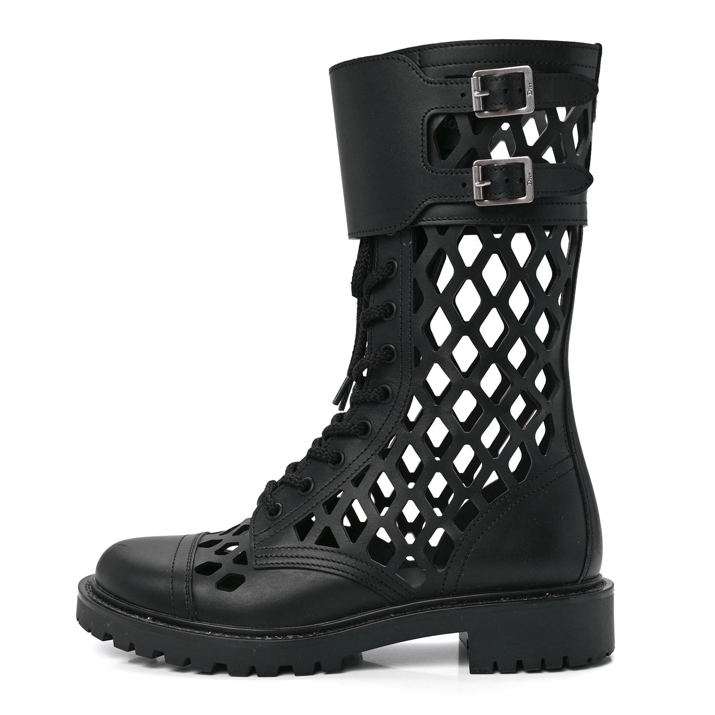 Matte Calfskin Womens D-Trap 30mm Tall Boots 37.5 Black