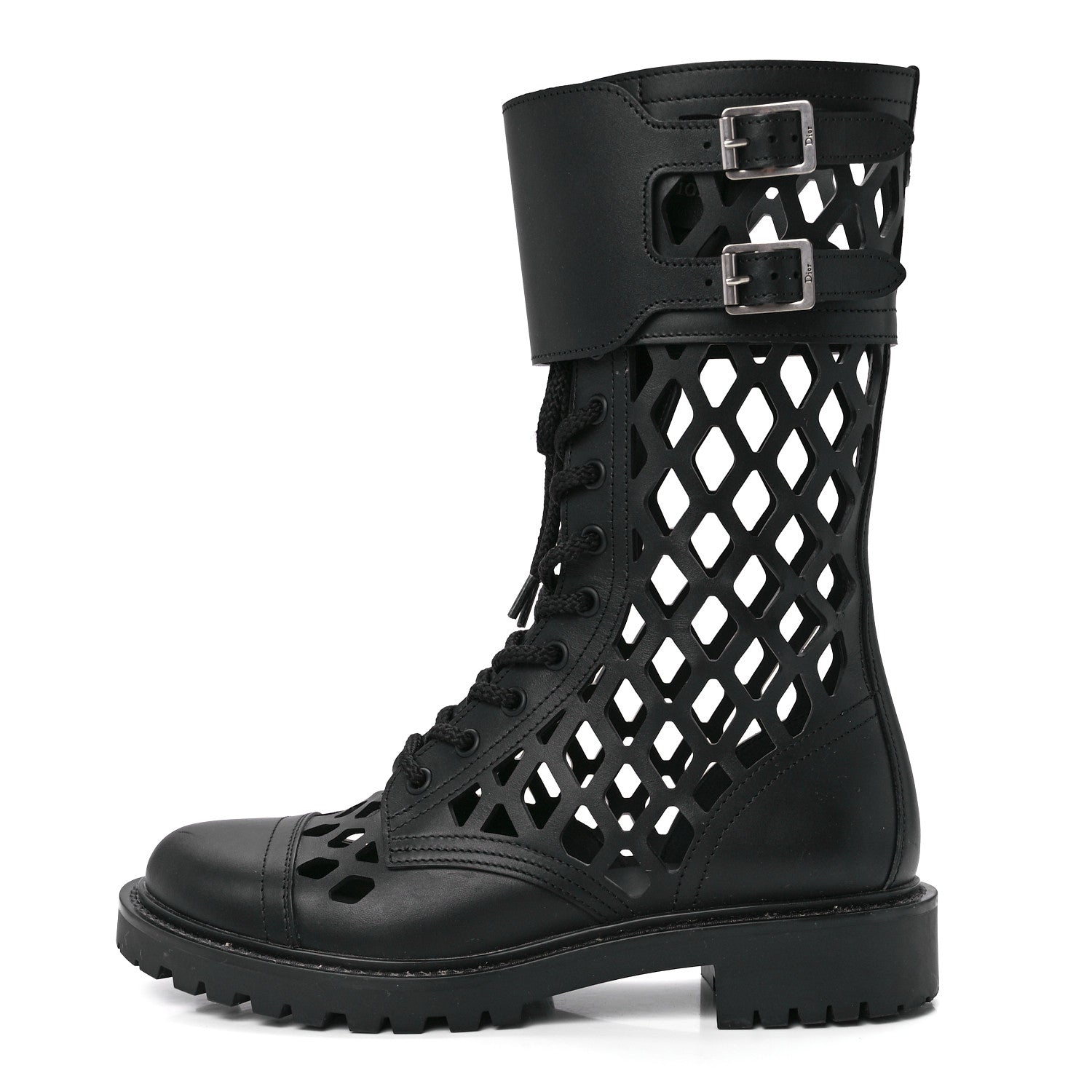 Christian Dior Matte Calfskin Womens D-Trap 30mm Tall Boots 37.5 Black 1 of 8