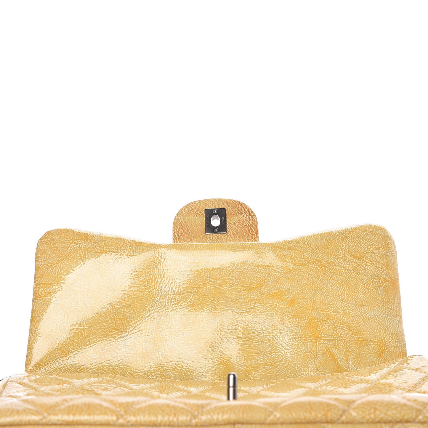 Crinkled Patent Quilted Jumbo Single Flap Light Beige