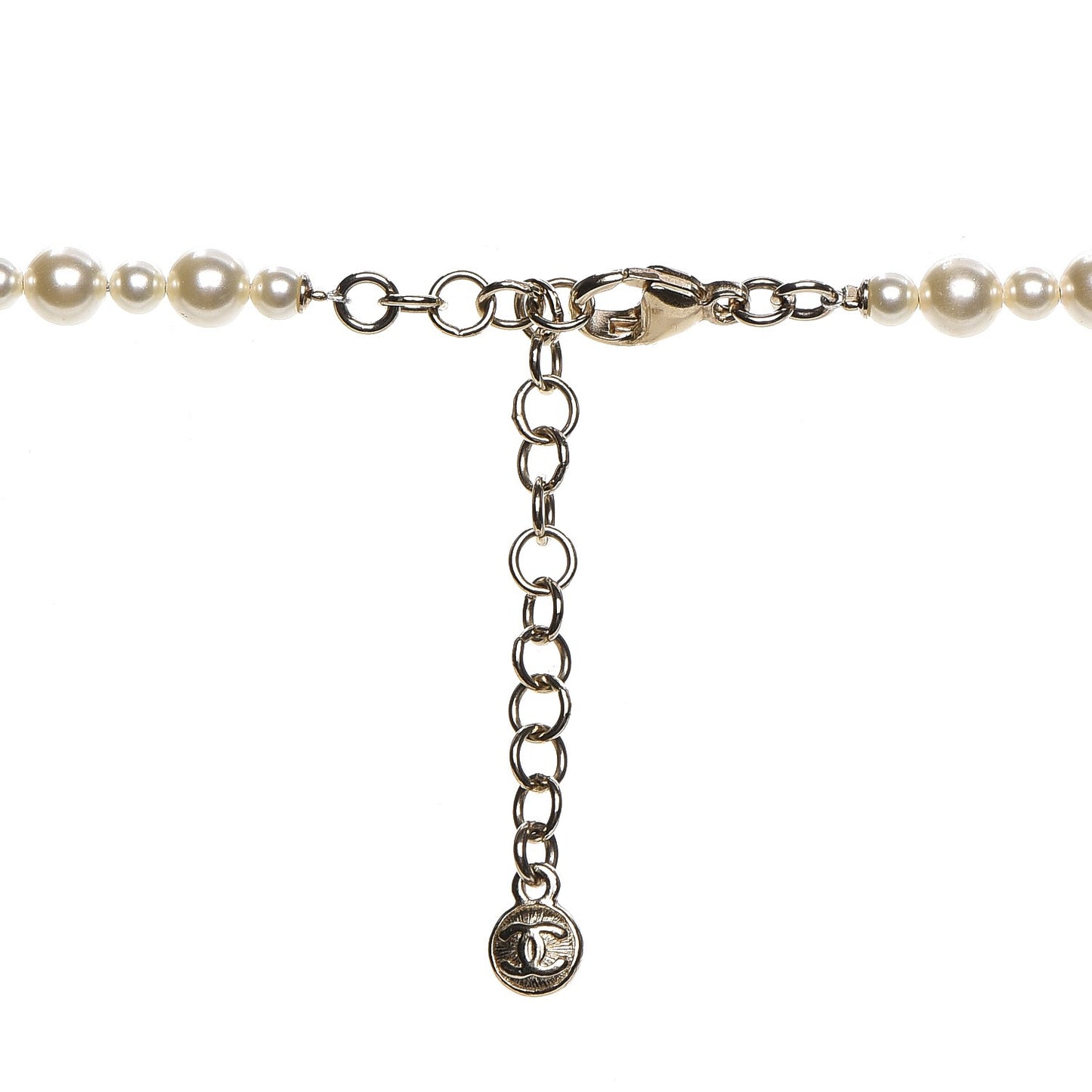Pearl Cluster CC Long Necklace Gold