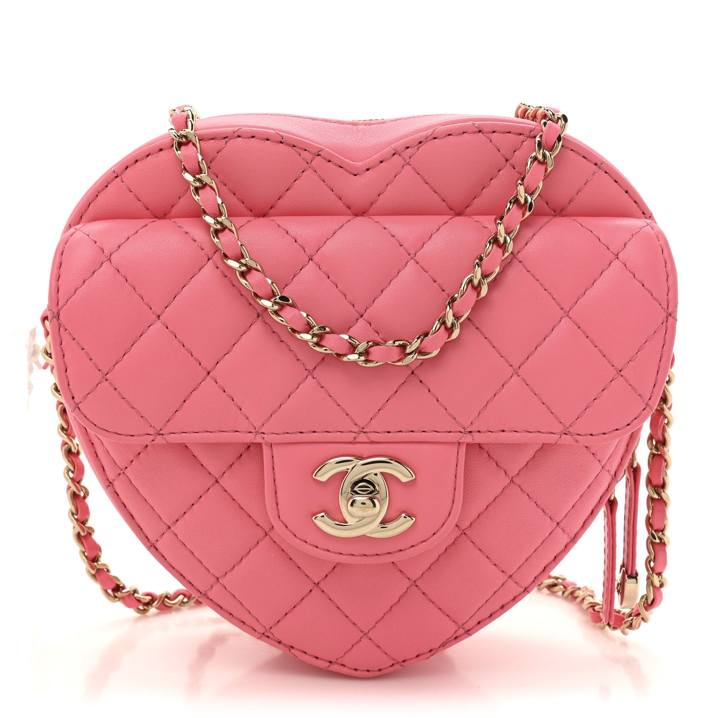 Lambskin Quilted CC In Love Heart Bag Pink