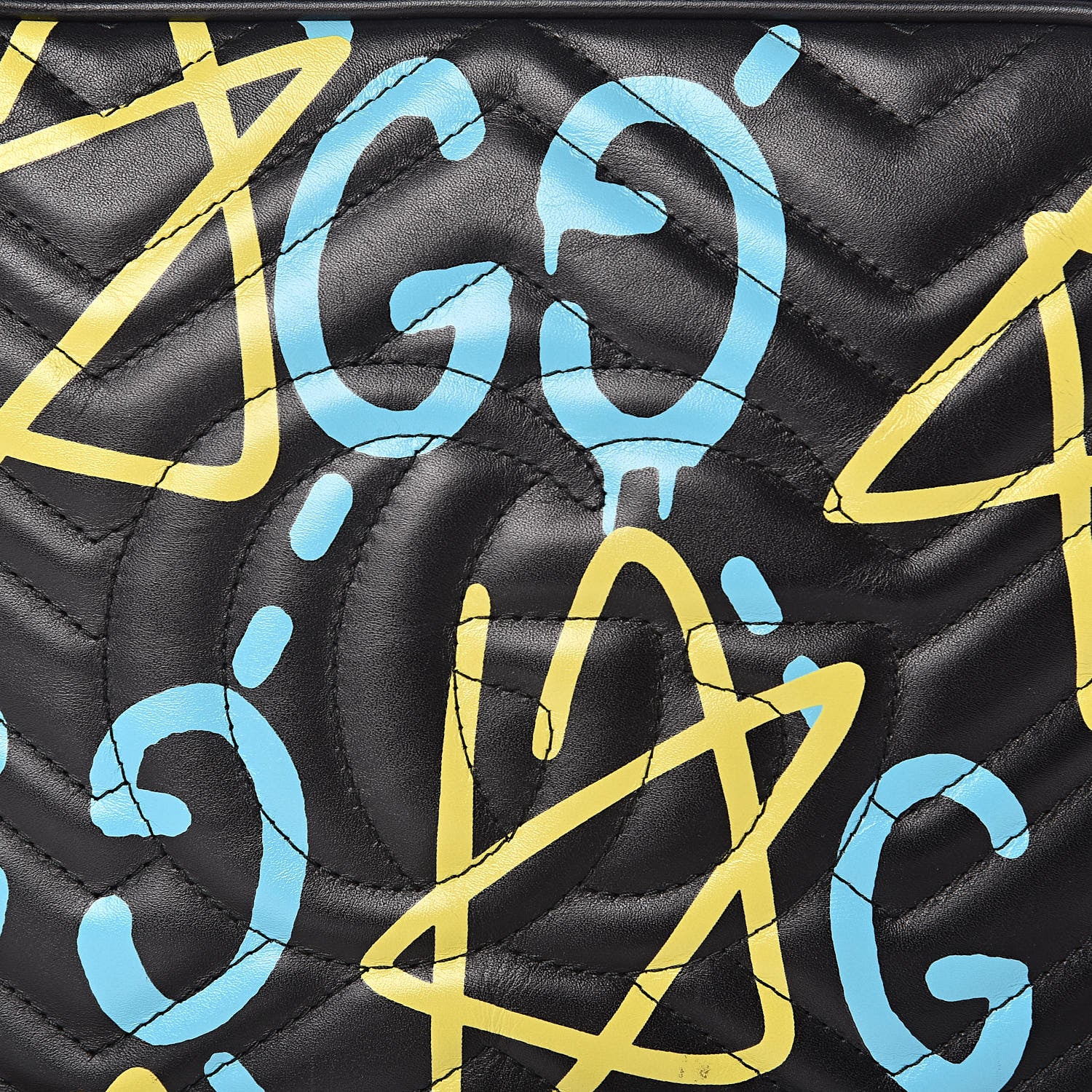Gucci Calfskin Matelasse GucciGhost Medium GG Marmont Chain Shoulder Bag Black New Acquamarine 13 of 13