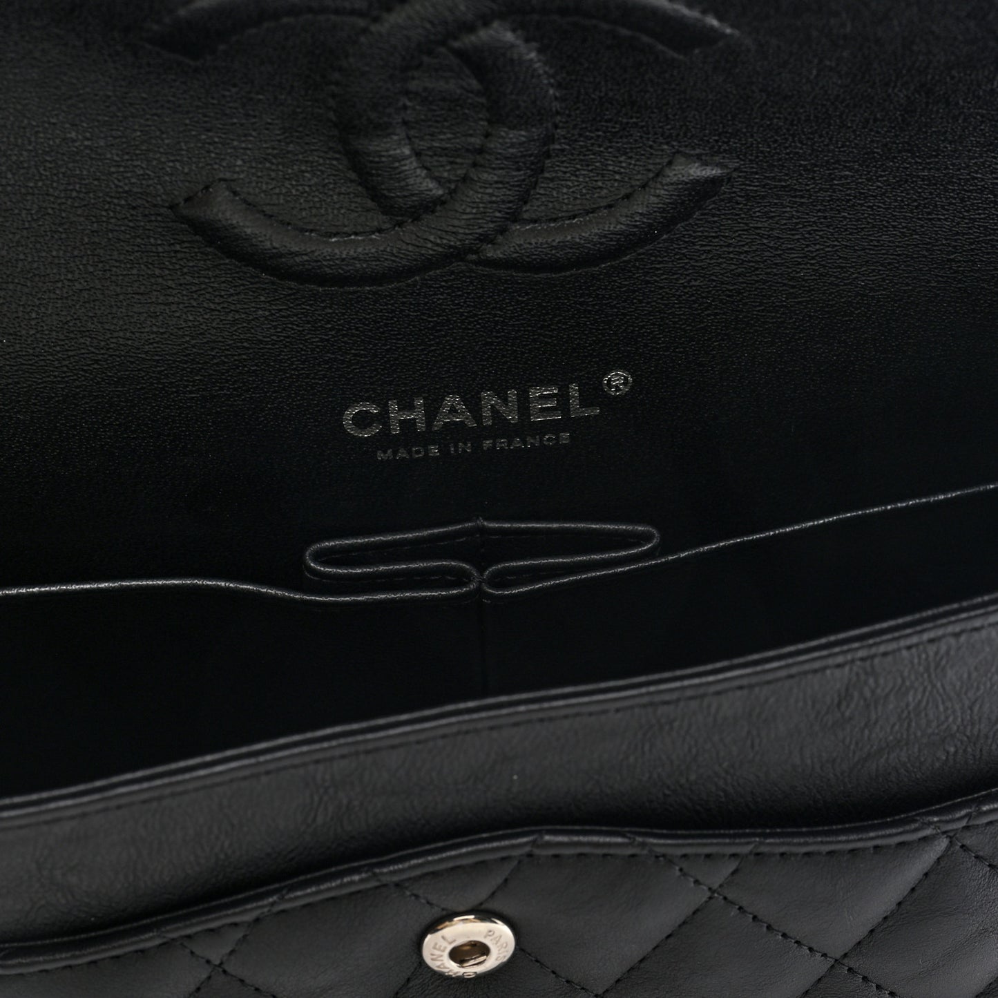 Crumpled Calfskin Quilted Medium Double Flap So Black