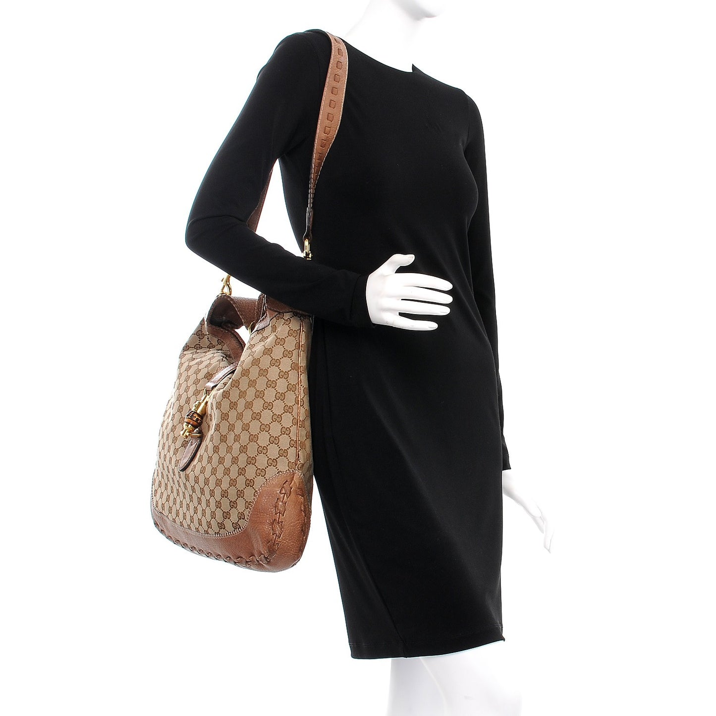 Monogram Large New Jackie Shoulder Bag Brown