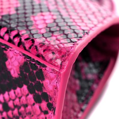 Balenciaga Shiny Calfskin Python Effect Hourglass Top Handle Bag Mini Fuchsia Black 10 of 10