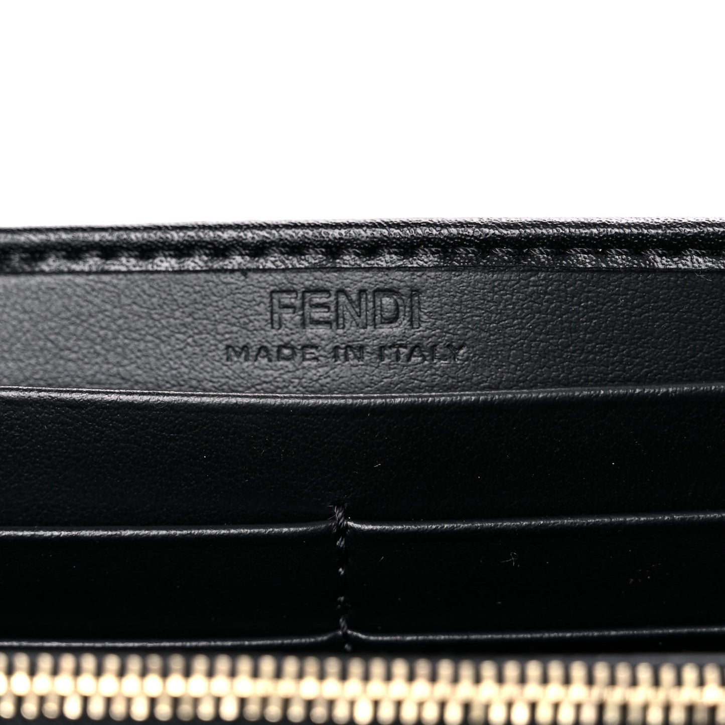 Vitello Liberty F is Fendi Bi-Color FF 1974 Embossed Continental Envelope Wallet Maya Black