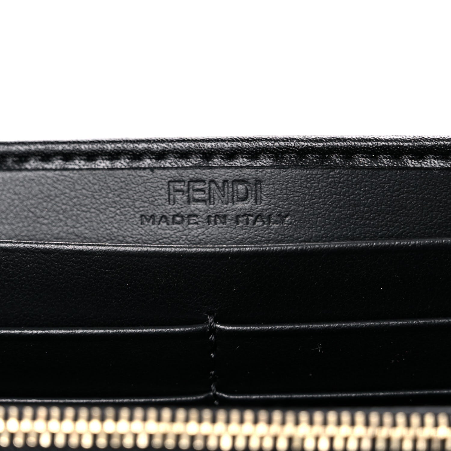 Fendi Vitello Liberty F is Fendi Bi-Color FF 1974 Embossed Continental Envelope Wallet Maya Black 6 of 9