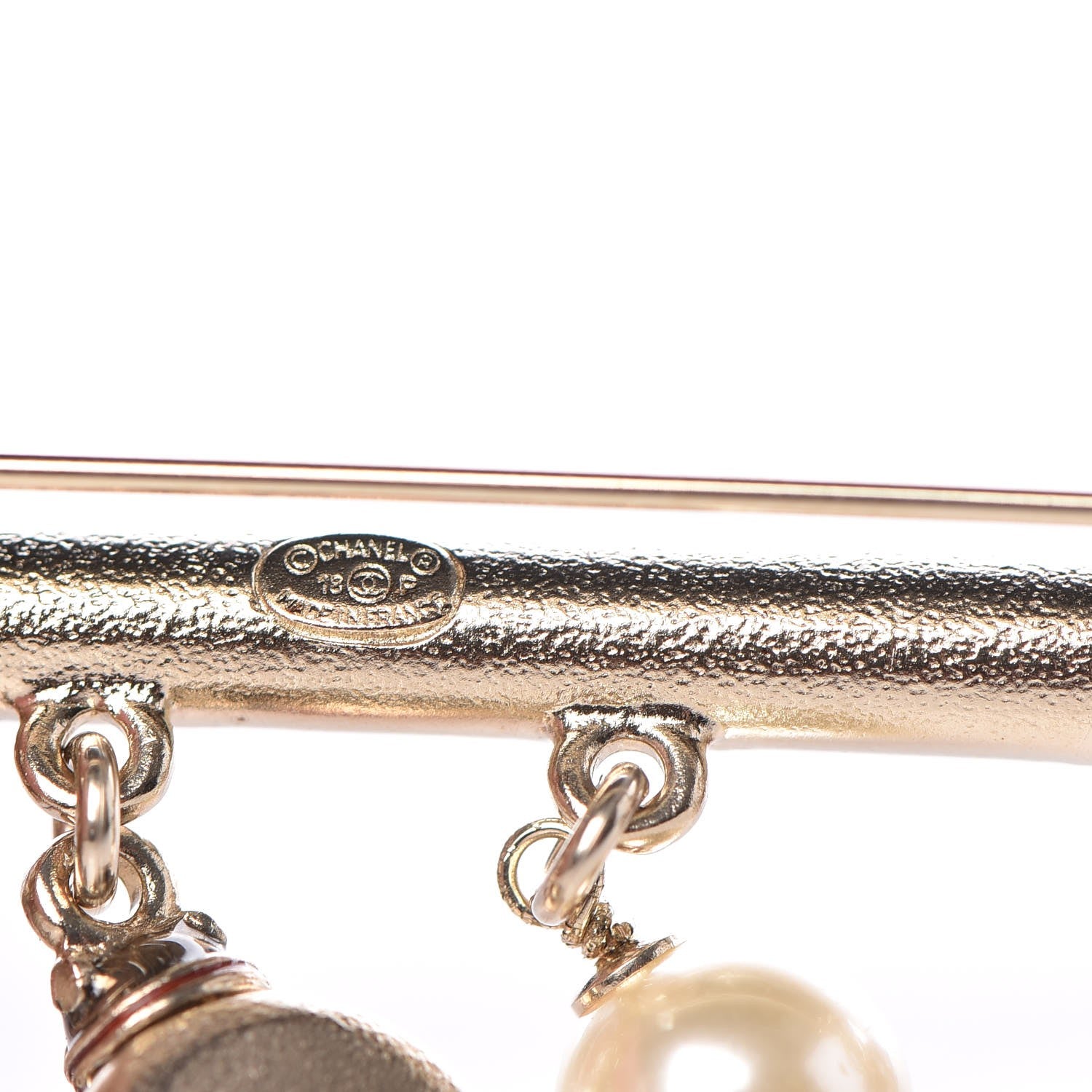 Chanel Enamel Pearl CC Ladybug Brooch Red Gold 4 of 5