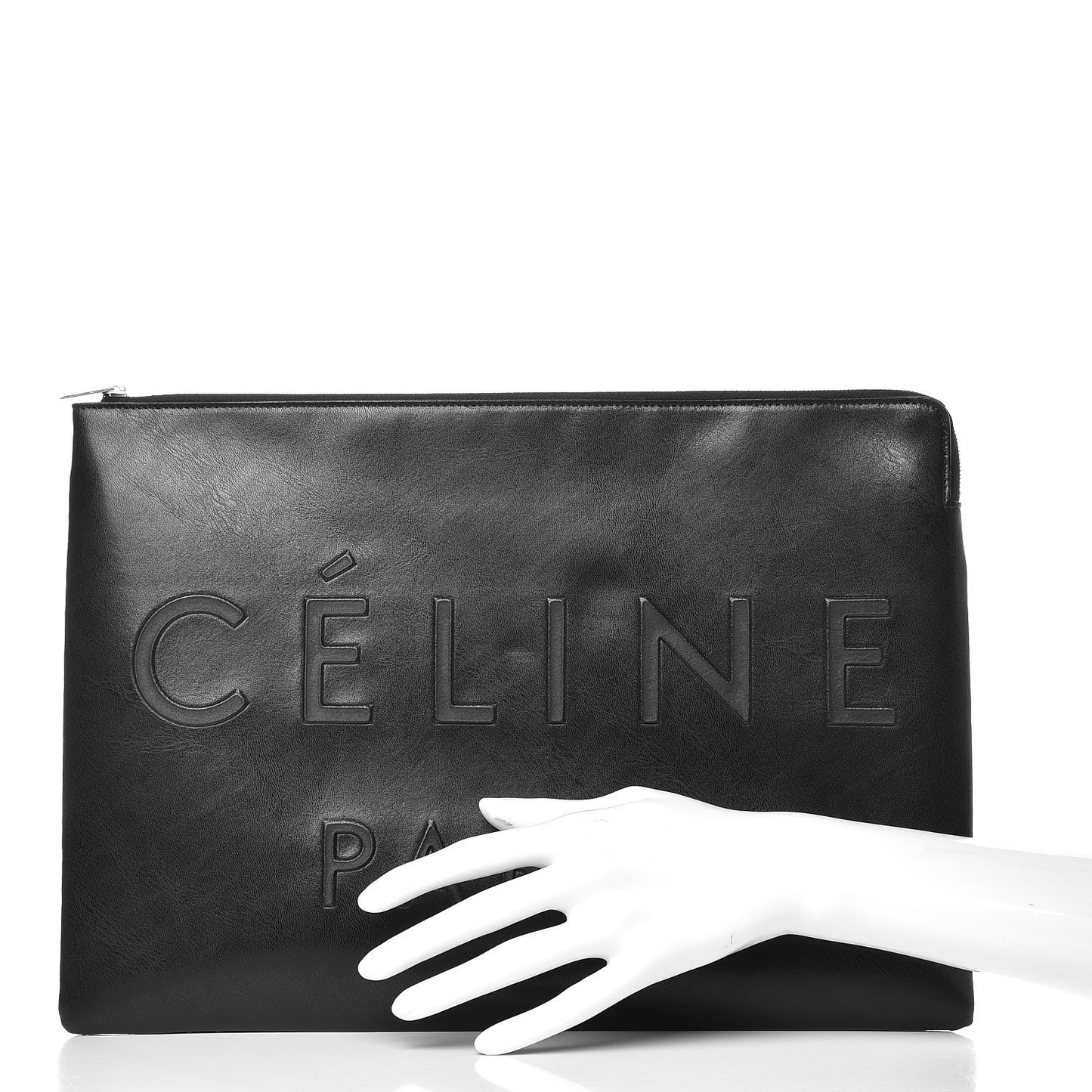 Calfskin Large Made In Clutch Pouch Black