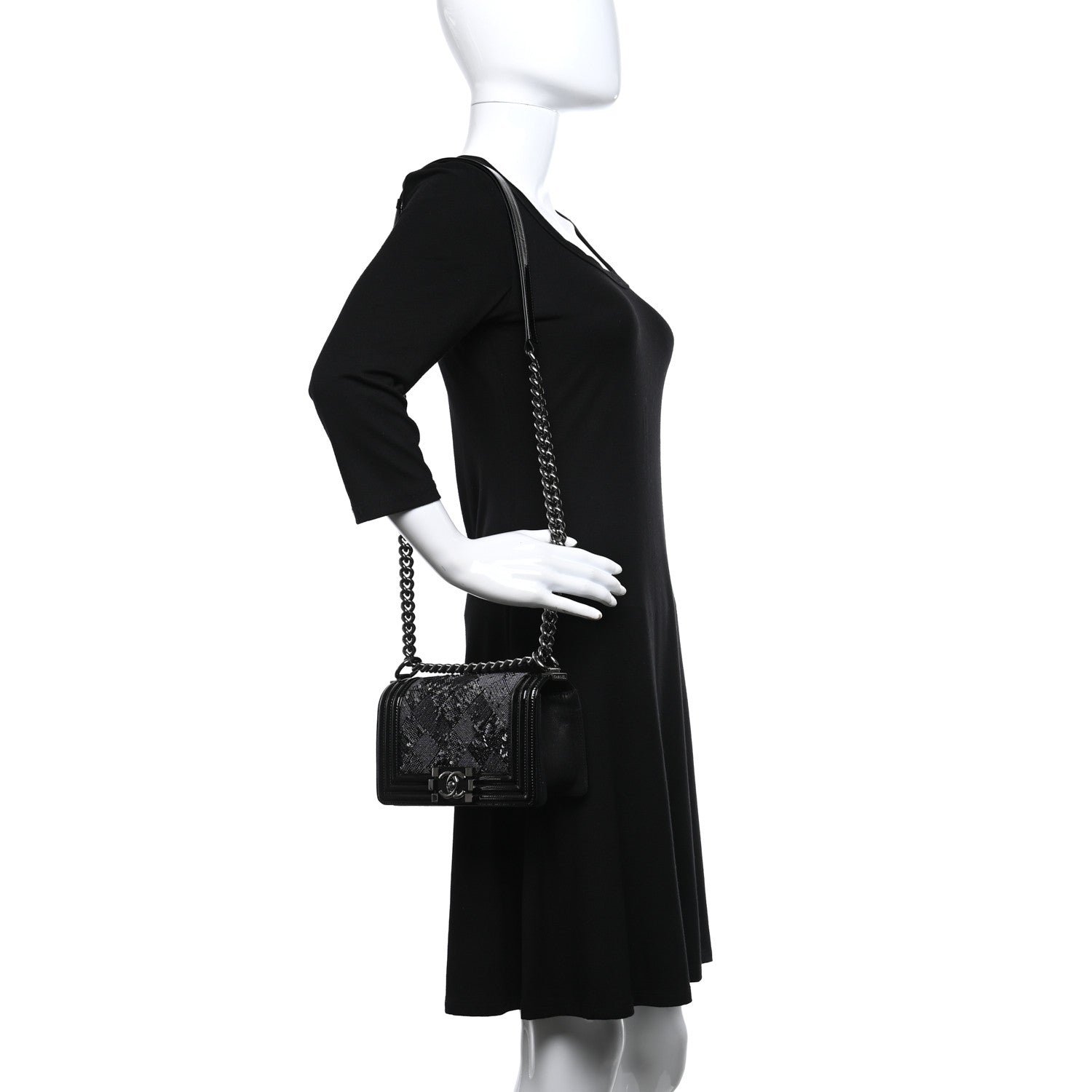 Chanel Patent Iridescent Calfskin Sequin Small Boy Flap Bag Black 2 of 10