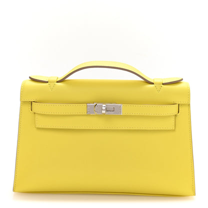 Hermes Swift Kelly Pochette Clutch Lime 1 of 8