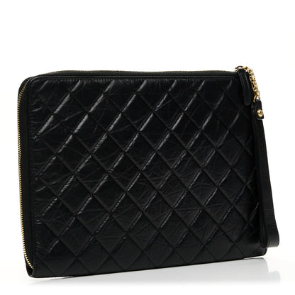 Chanel Aged Calfskin Quilted 2.55 Reissue Pouch With Handle Black 6 of 14