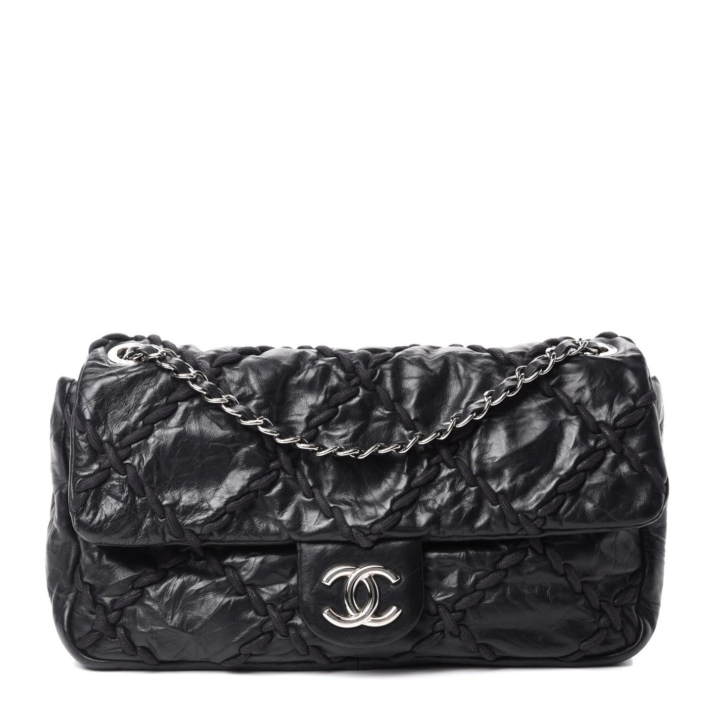 Calfskin Medium Ultra Stitch Flap Black