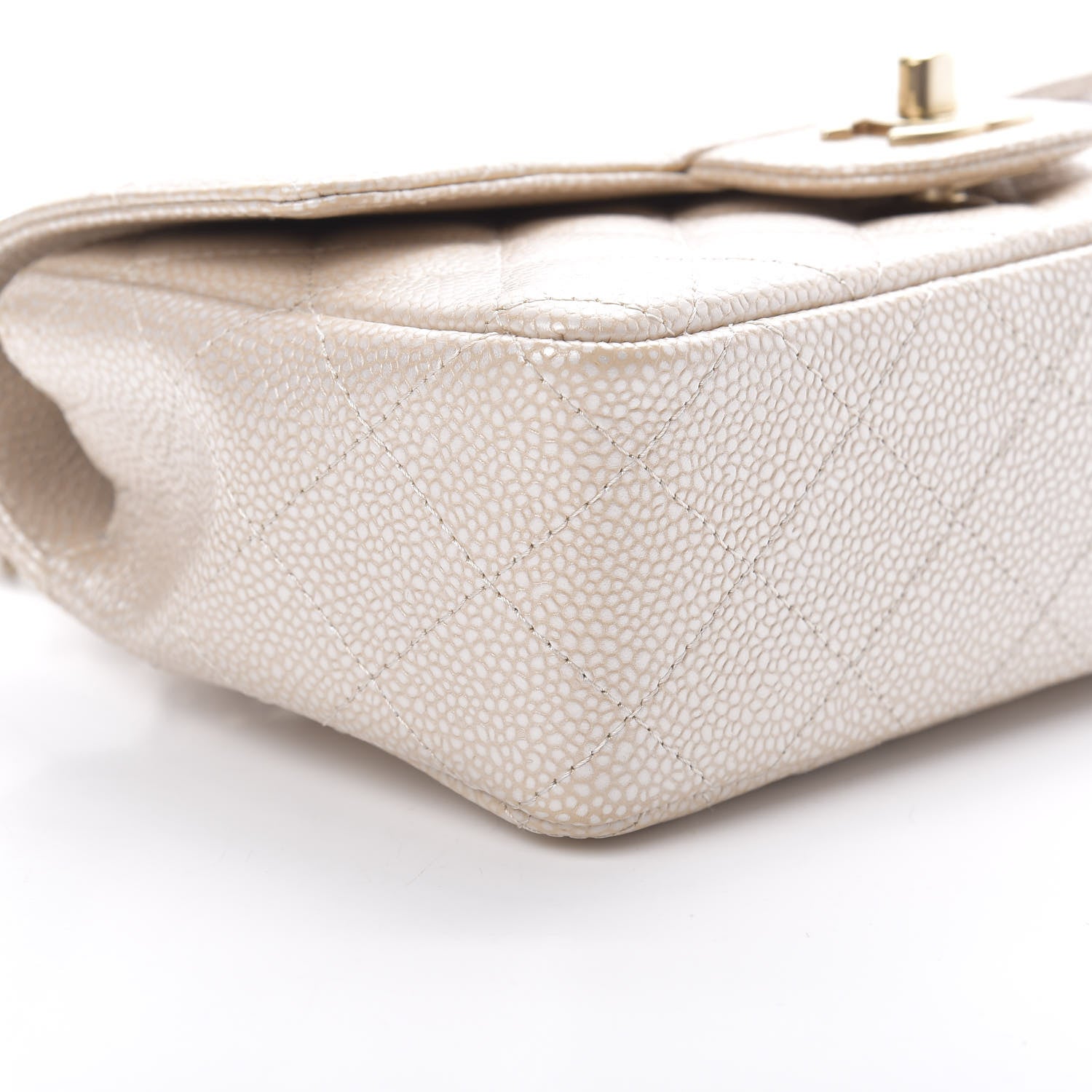 Chanel Pearly Caviar Quilted Mini Rectangular Flap Beige 9 of 11
