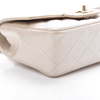 Chanel Pearly Caviar Quilted Mini Rectangular Flap Beige 9 of 11