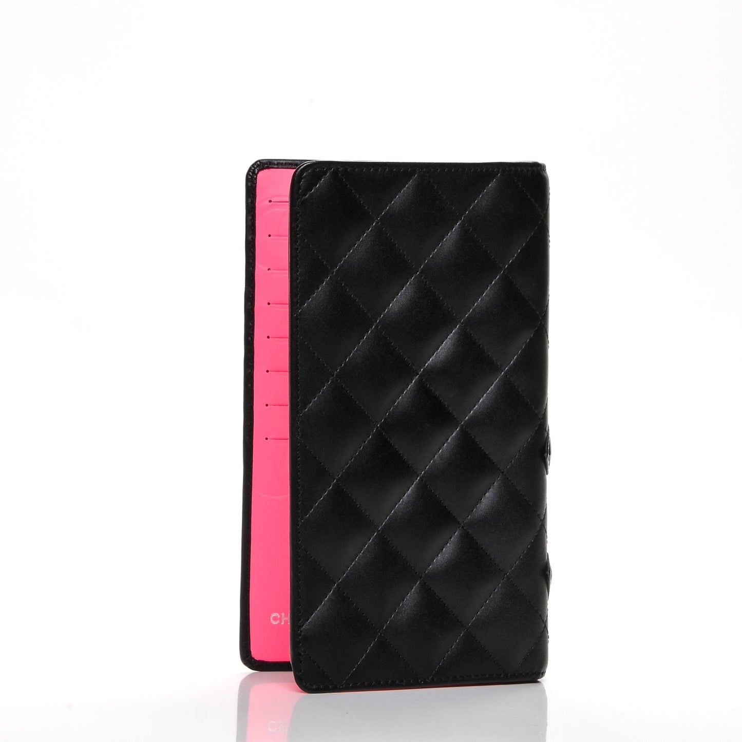 Calfskin Quilted Cambon Yen Wallet Black