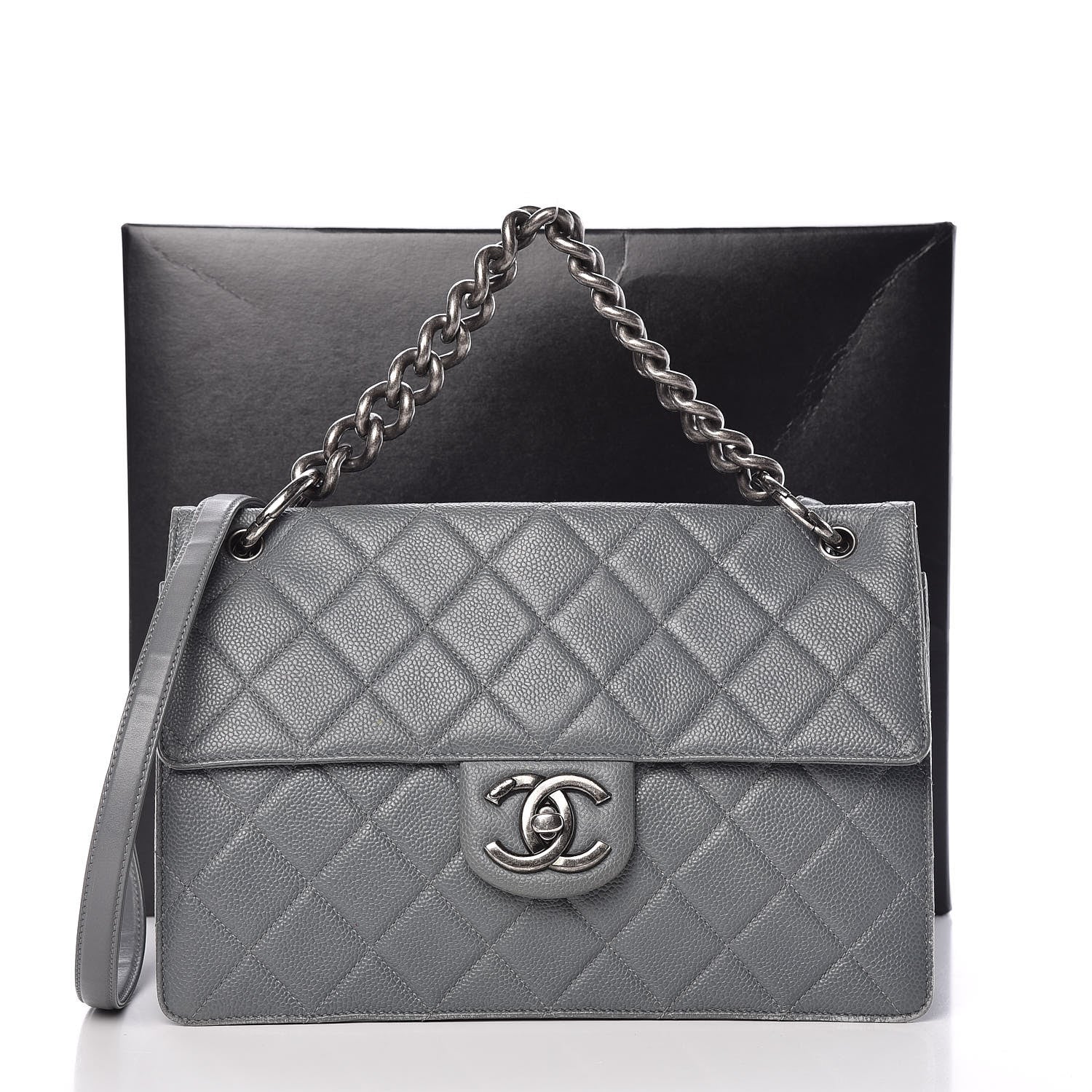 Chanel Caviar Quilted Large Retro Class Flap Grey 16 of 16