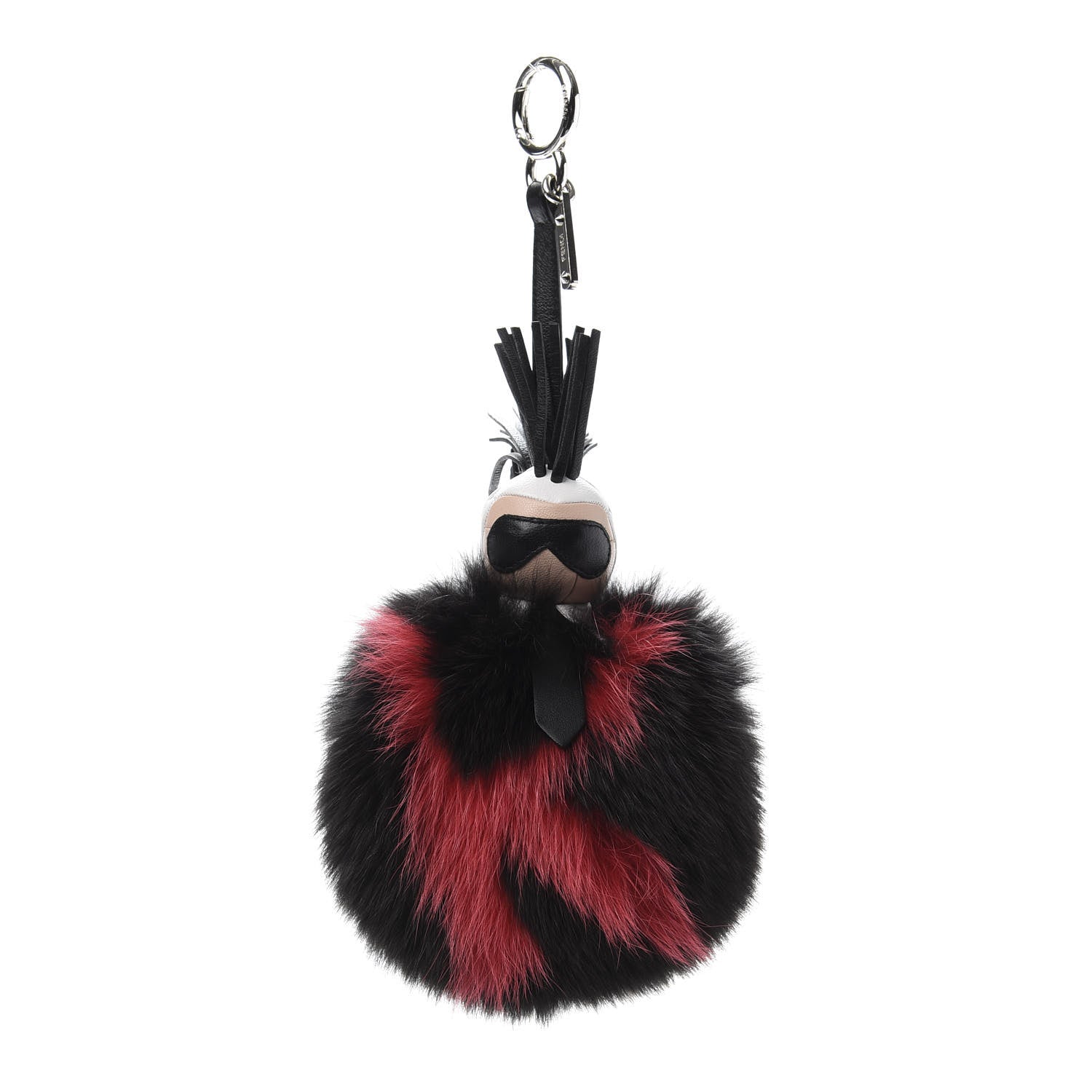 Fendi Fox Fur Shiny Nappa Bi-Color Super Karlito Pom Pom Bag Charm Moro Rosso Chiaro 1 of 5