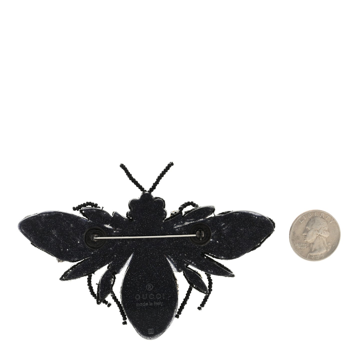 Metal Crystal Bee Brooch Black Yellow