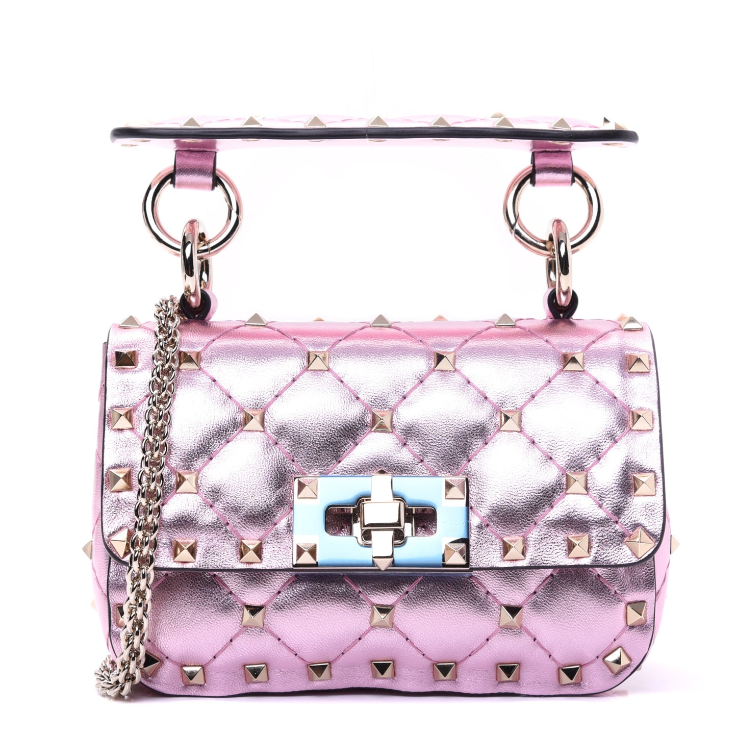 Metallic Nappa Micro Rockstud Spike Shoulder Bag Giacinto