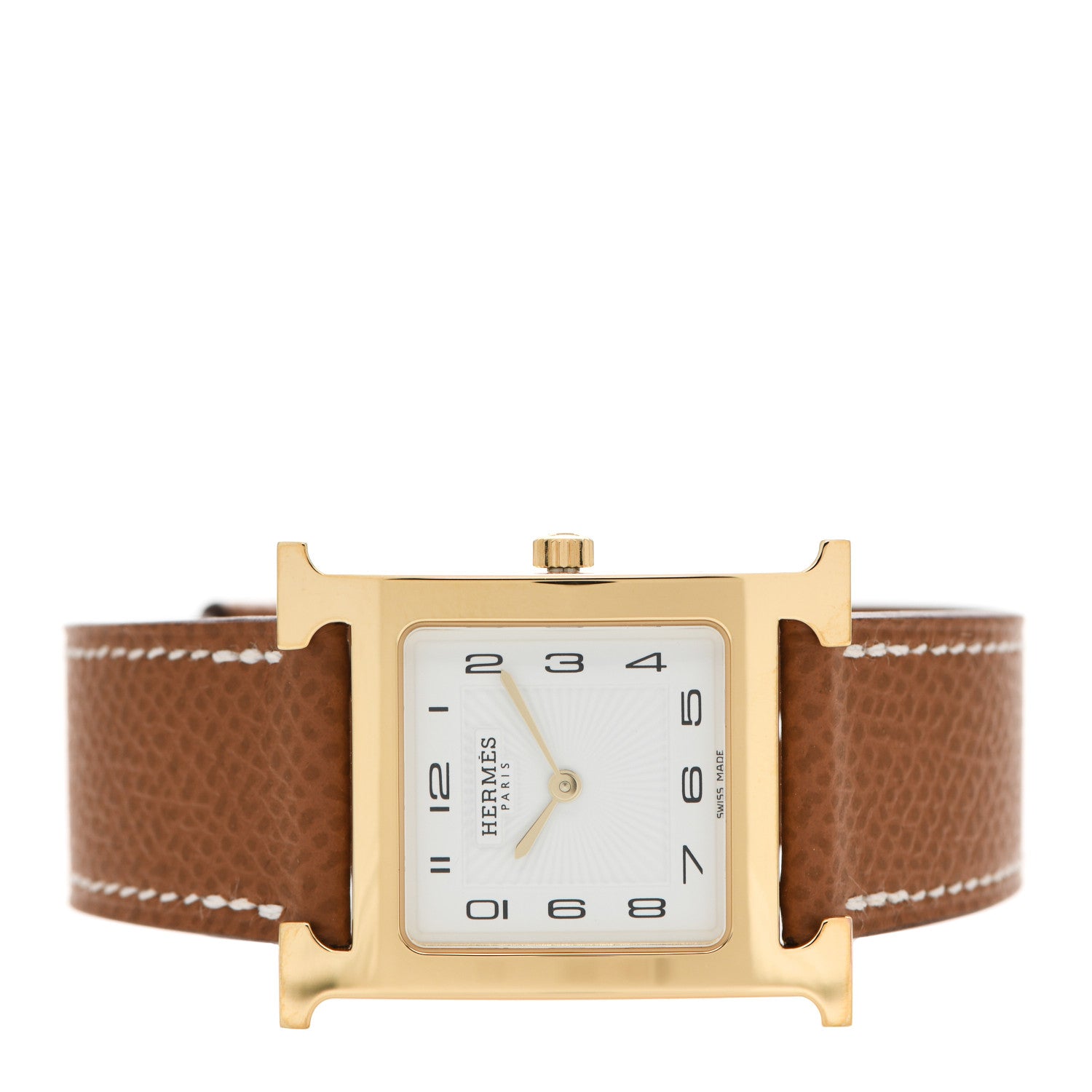 Hermes Stainless Steel Epsom 26mm Heure H Hour Quartz Watch Gold 2 of 5