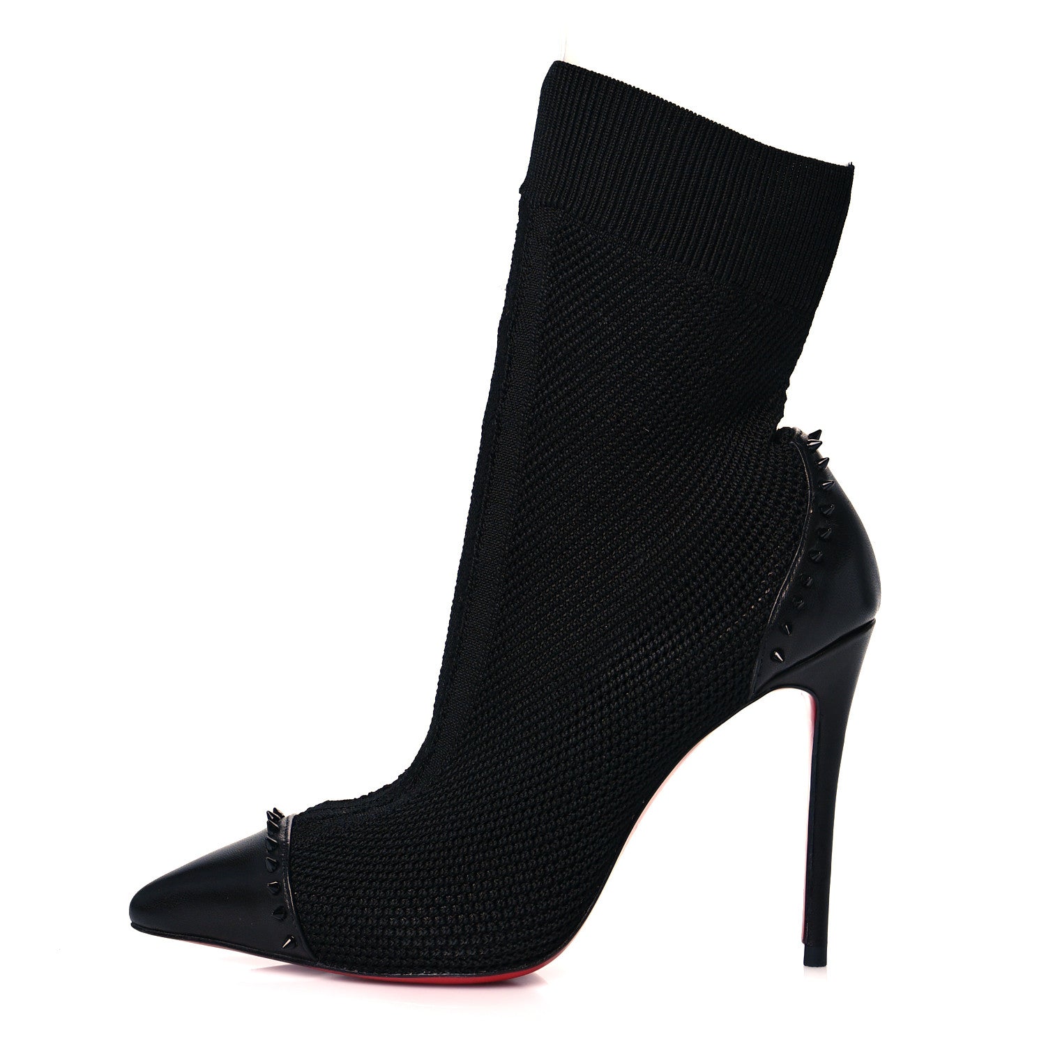 Christian Louboutin Shiny Nappa Maille Tricot Dovi Dova 100 Ankle Boots 39 Black 1 of 6