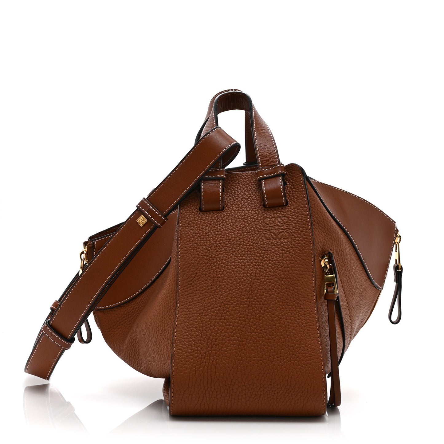 Grained Calfskin Small Hammock Shoulder Bag Tan