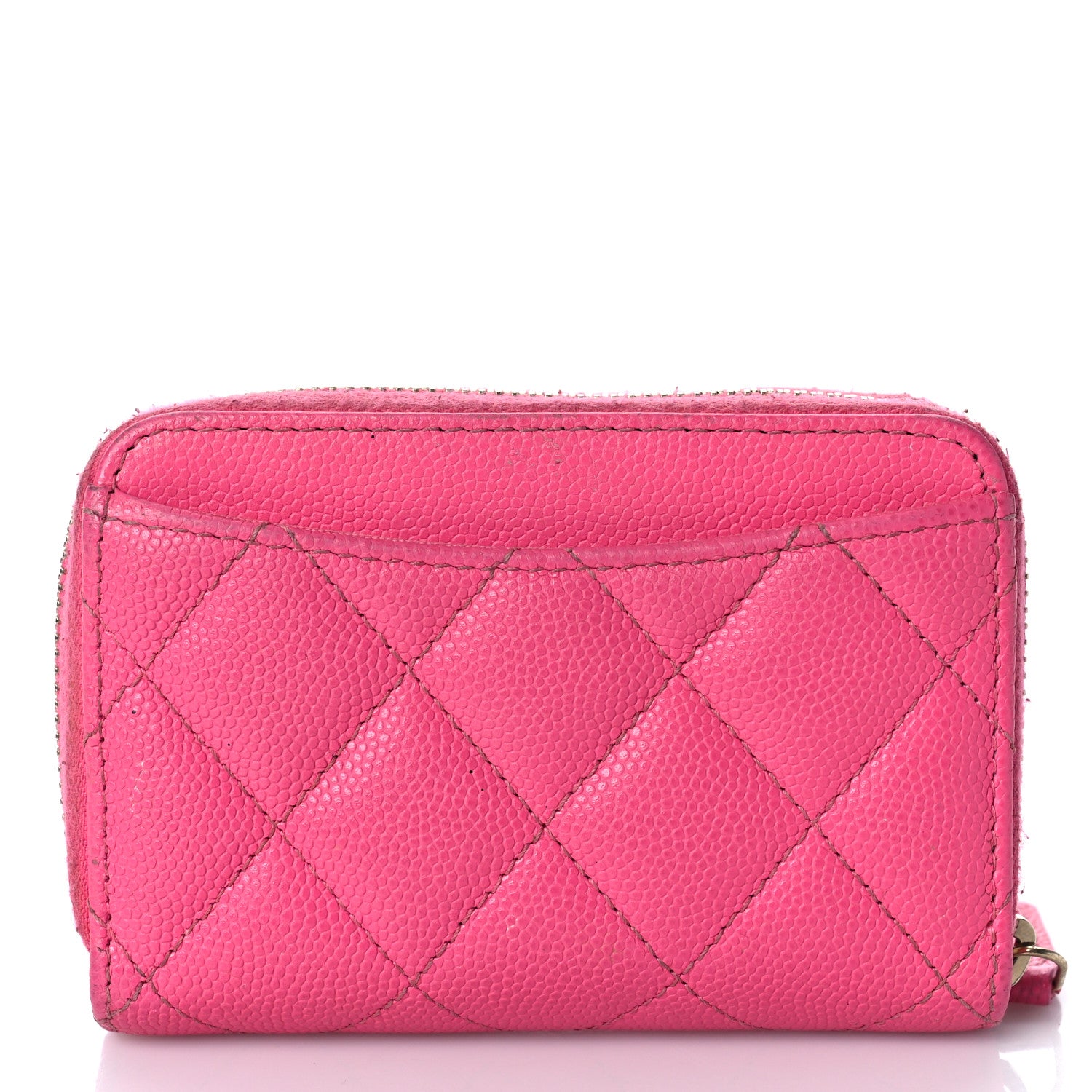 Chanel Caviar Quilted Zip Coin Purse Pink 12 of 17