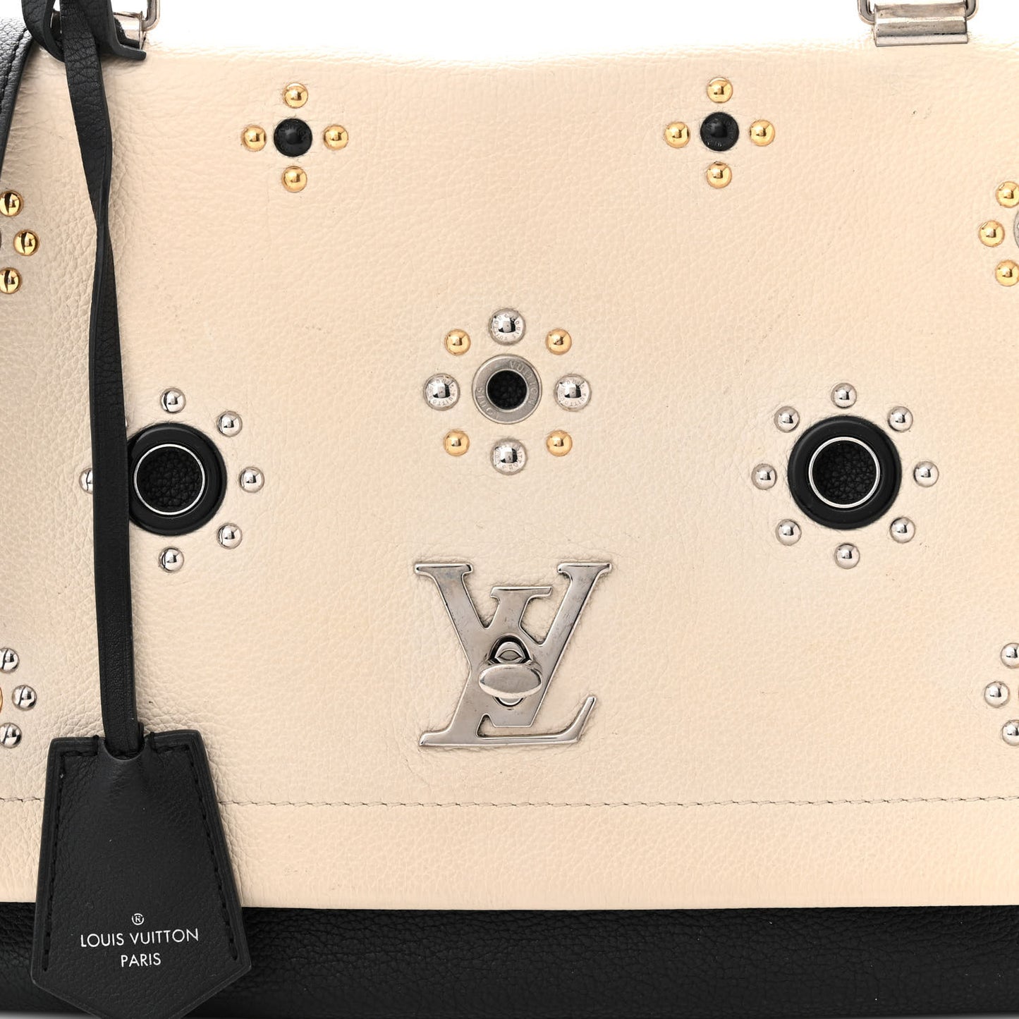 Calfskin Mechanical Flowers Lockme II Black Vanille
