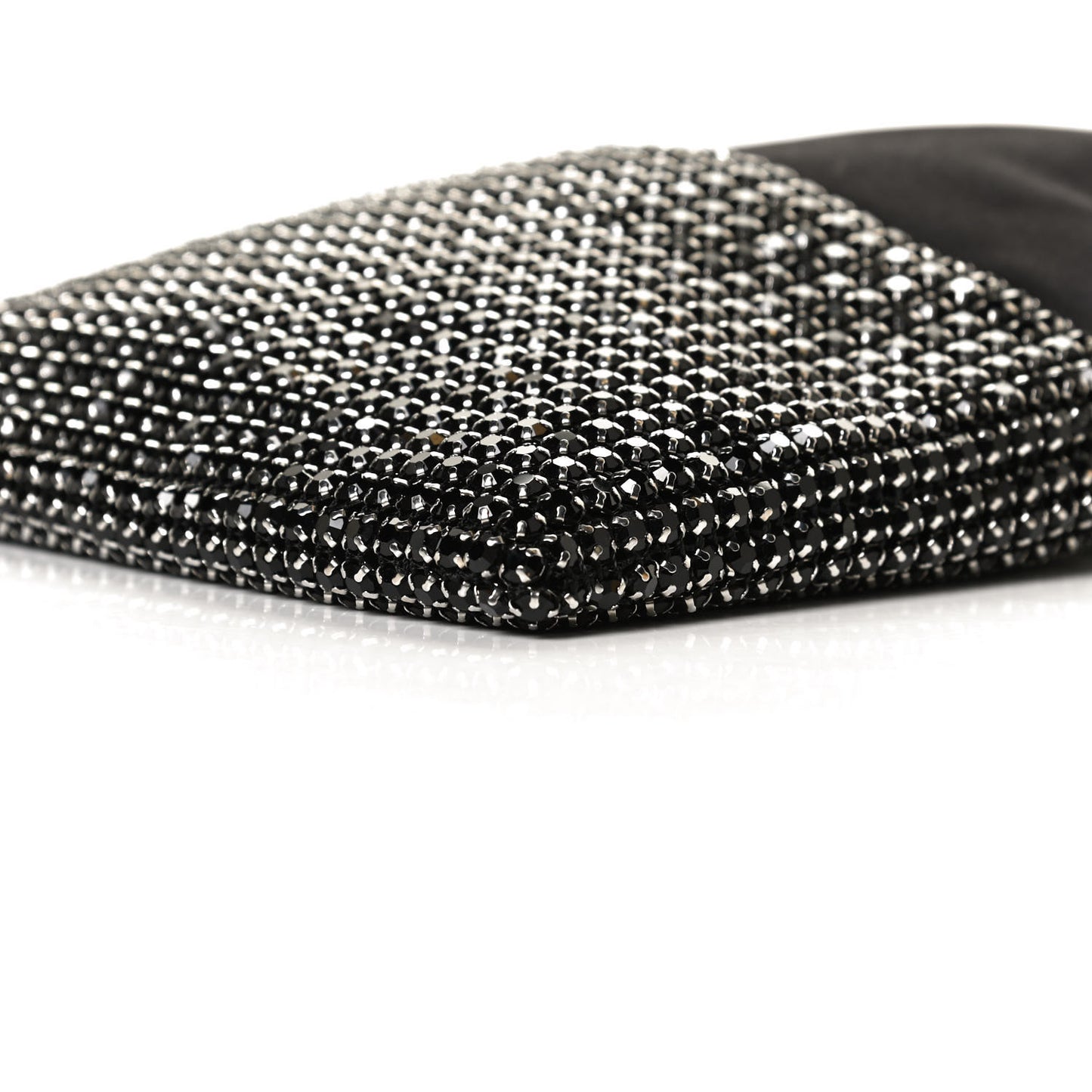 Satin Crystal Rhinestone Ryan Mini Drawstring Bag Black