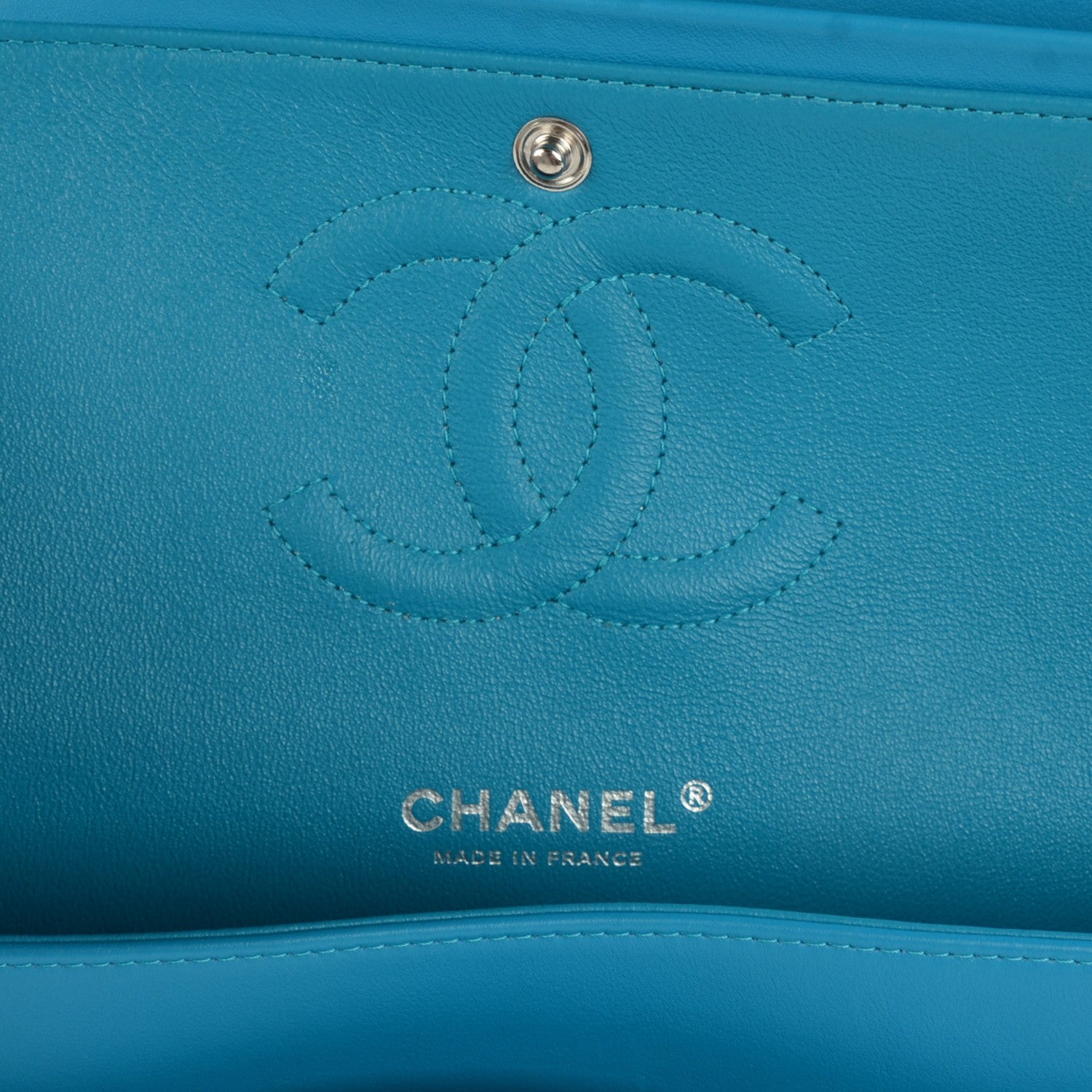 Chanel Patent Calfskin Quilted Medium Double Flap Turquoise 6 of 8