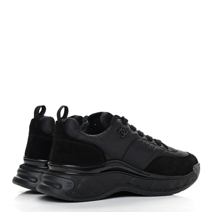 Chanel Nylon Suede Calfskin CC Sneakers 38 Black 4 of 10