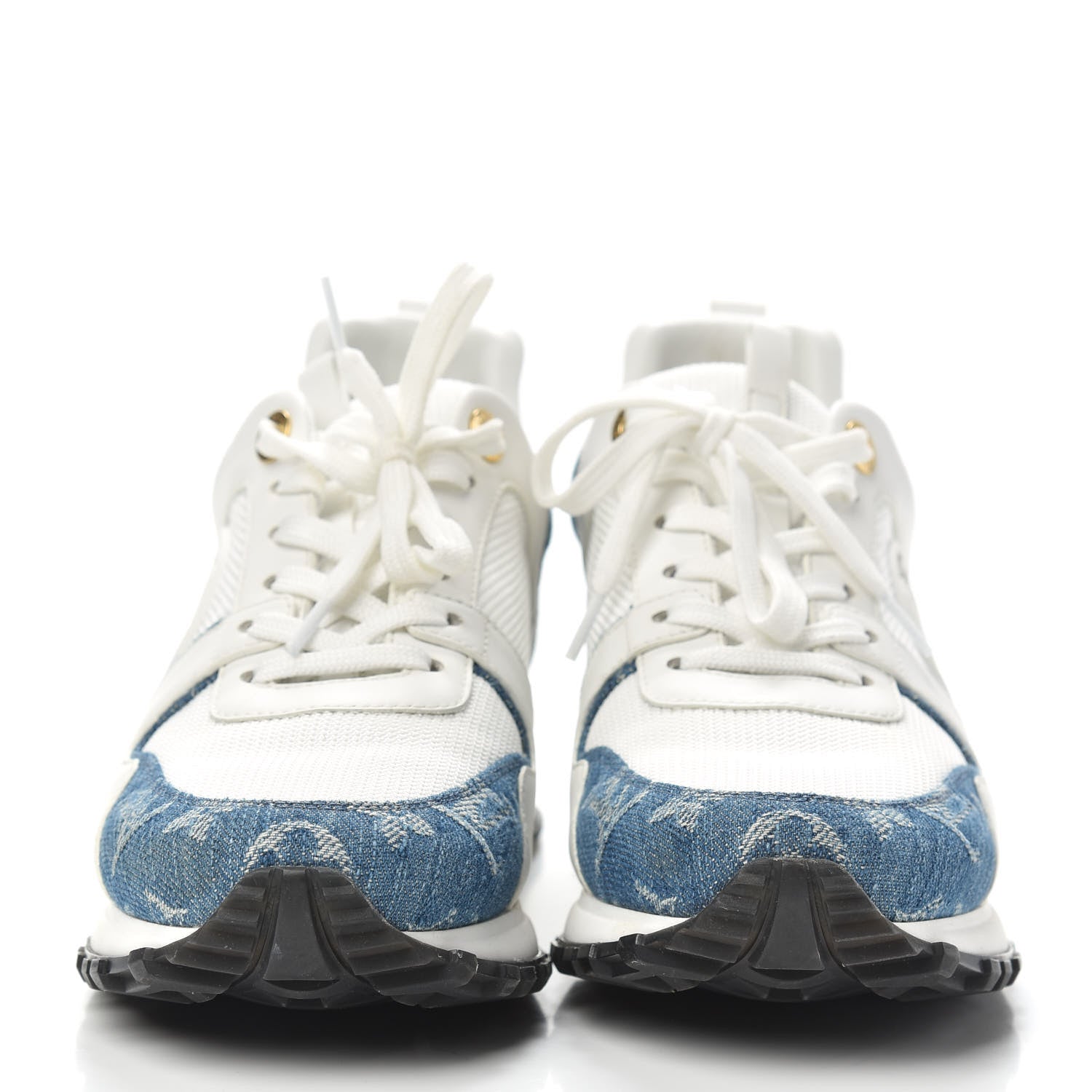 Louis Vuitton Calfskin Monogram Denim Run Away Sneakers 37.5 White 2 of 10
