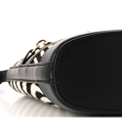 Gucci Calf Hair Calfskin Zebra Print Gucci 73 Mini Bucket Bag Black White 8 of 9